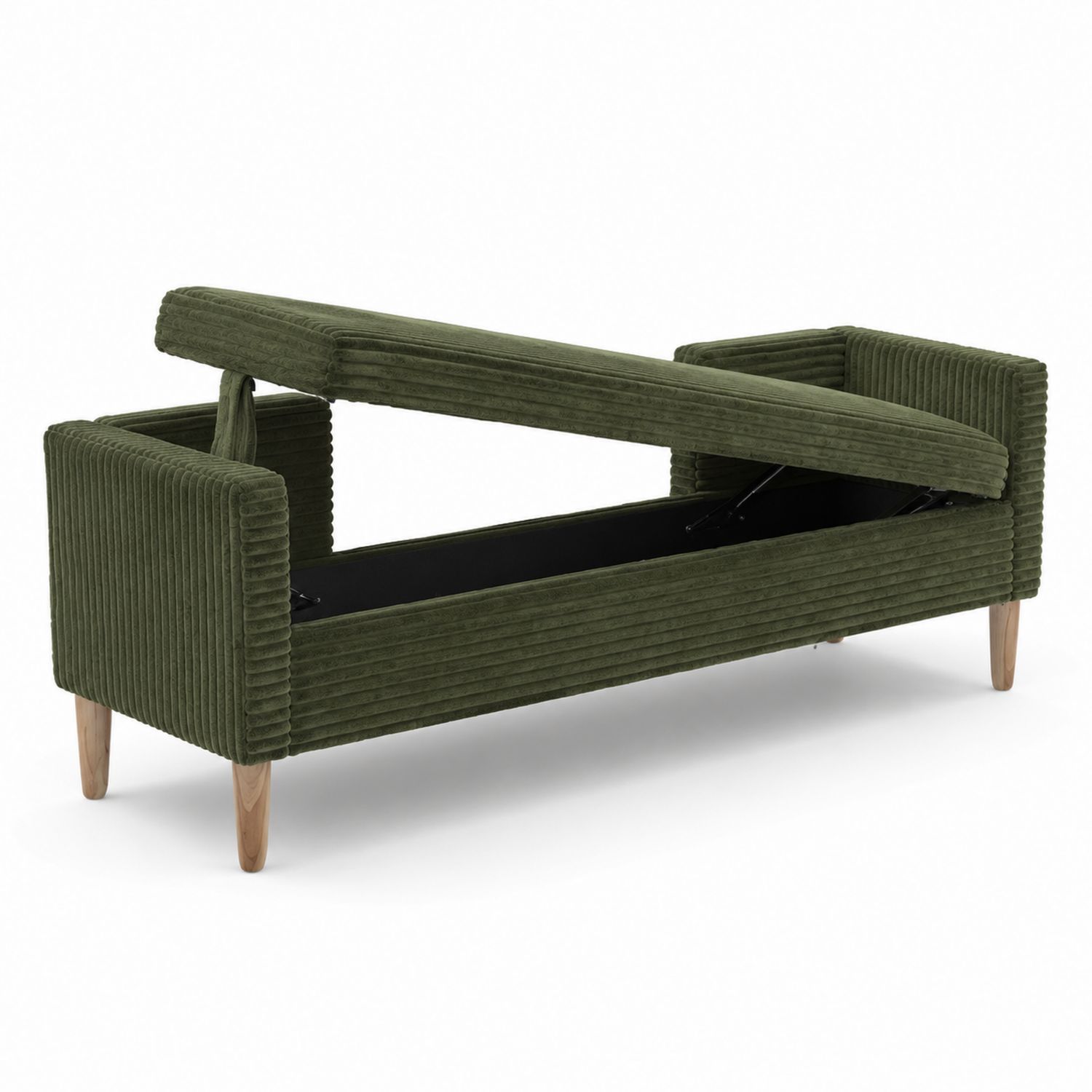 Sitzbank mit Stauraum Kordsamt Olivgrün 130cm
