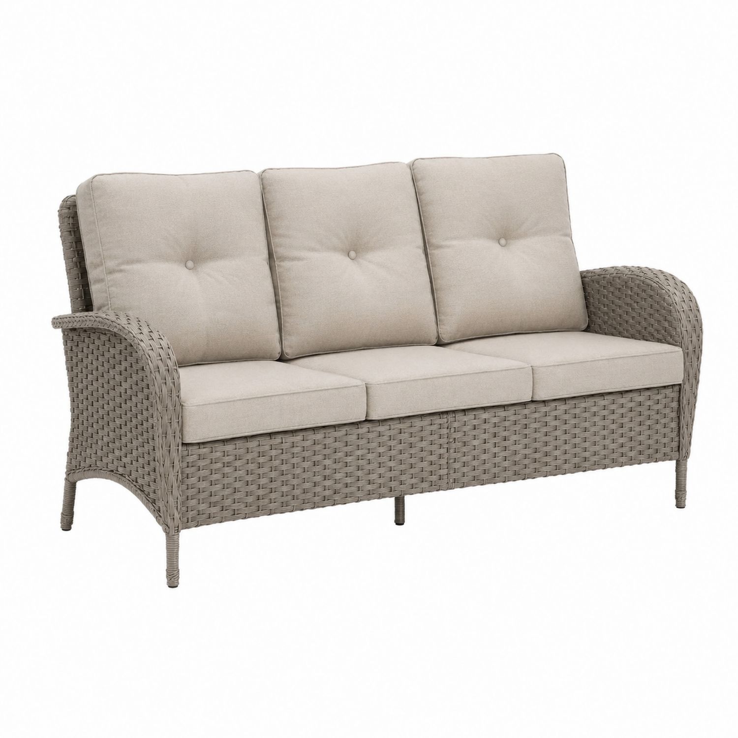 3-Sitzer Outdoor-Sofa Rattan Aluminium Beige