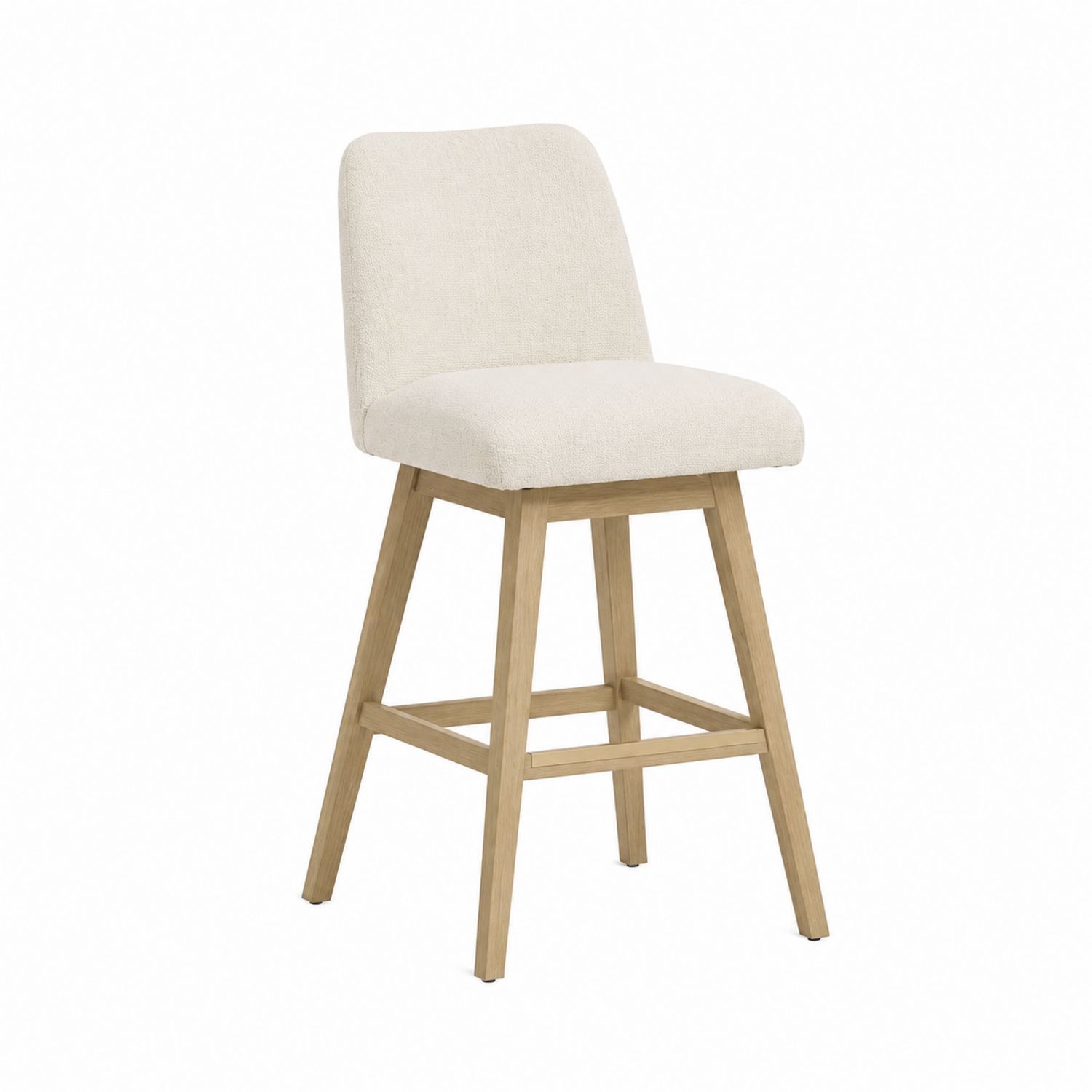 Barhocker aus Holz und Polyestergewebe, 100 cm hoch, Beige