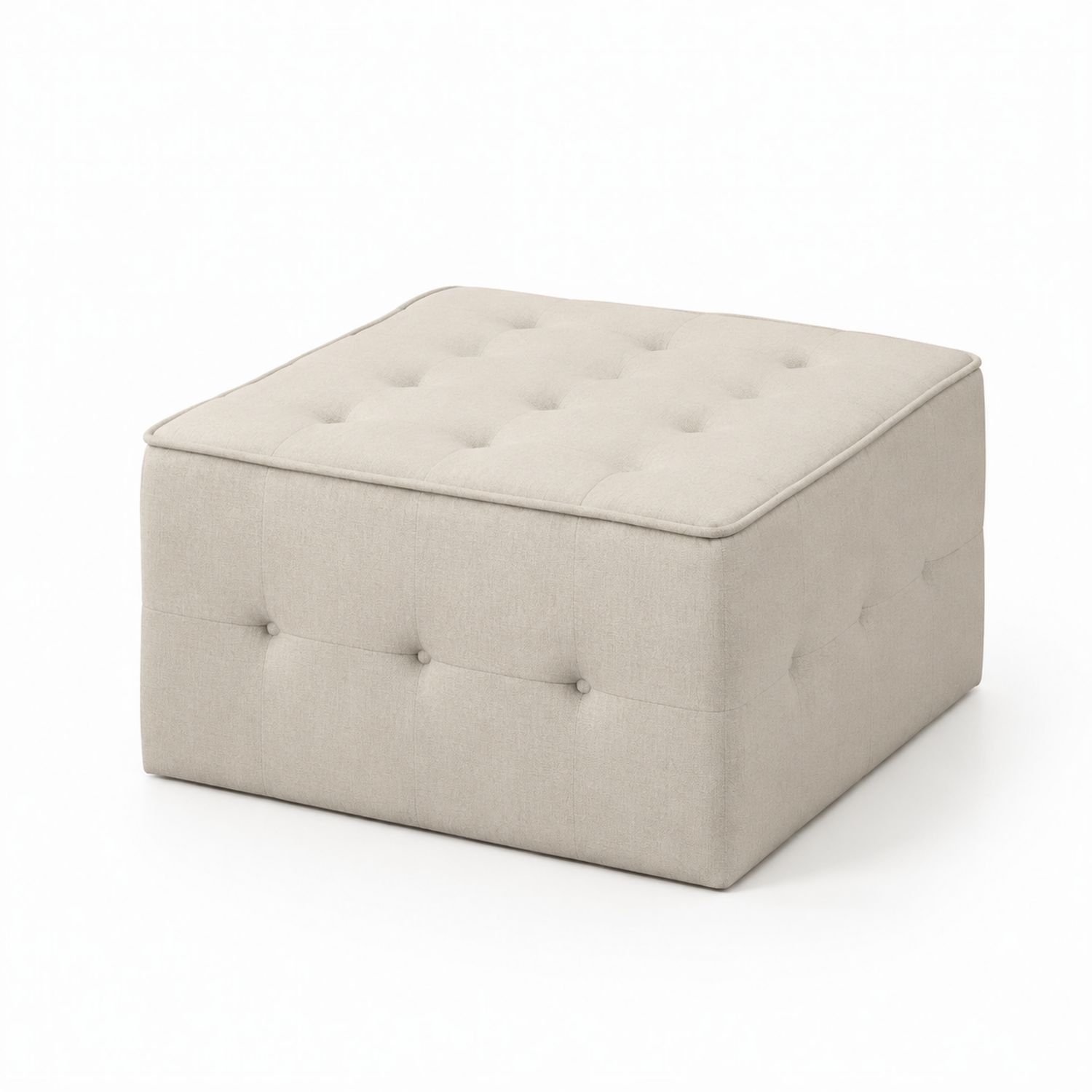 Quadratischer Hocker aus Stoff Beige 80x80x40cm
