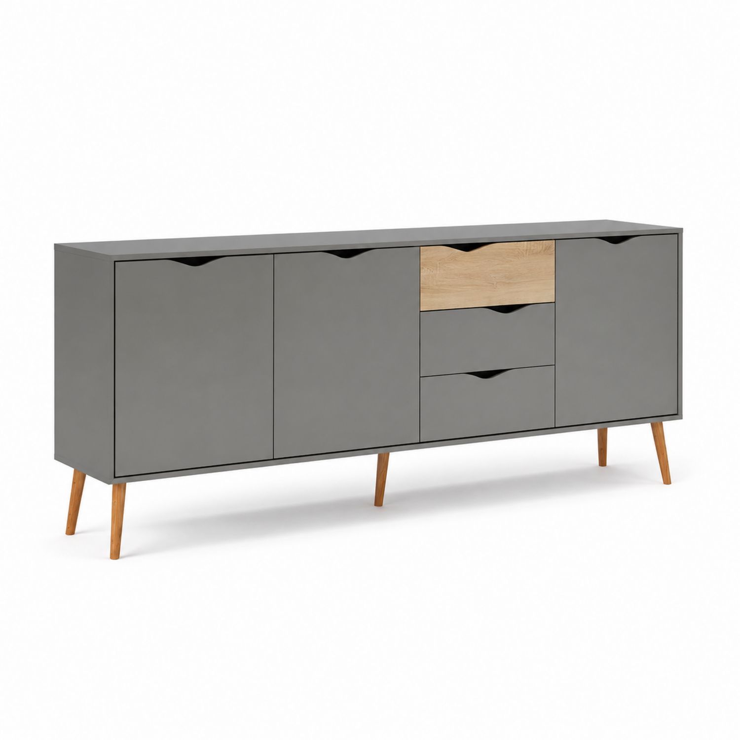 Sideboard aus MDF in Grau und Eiche