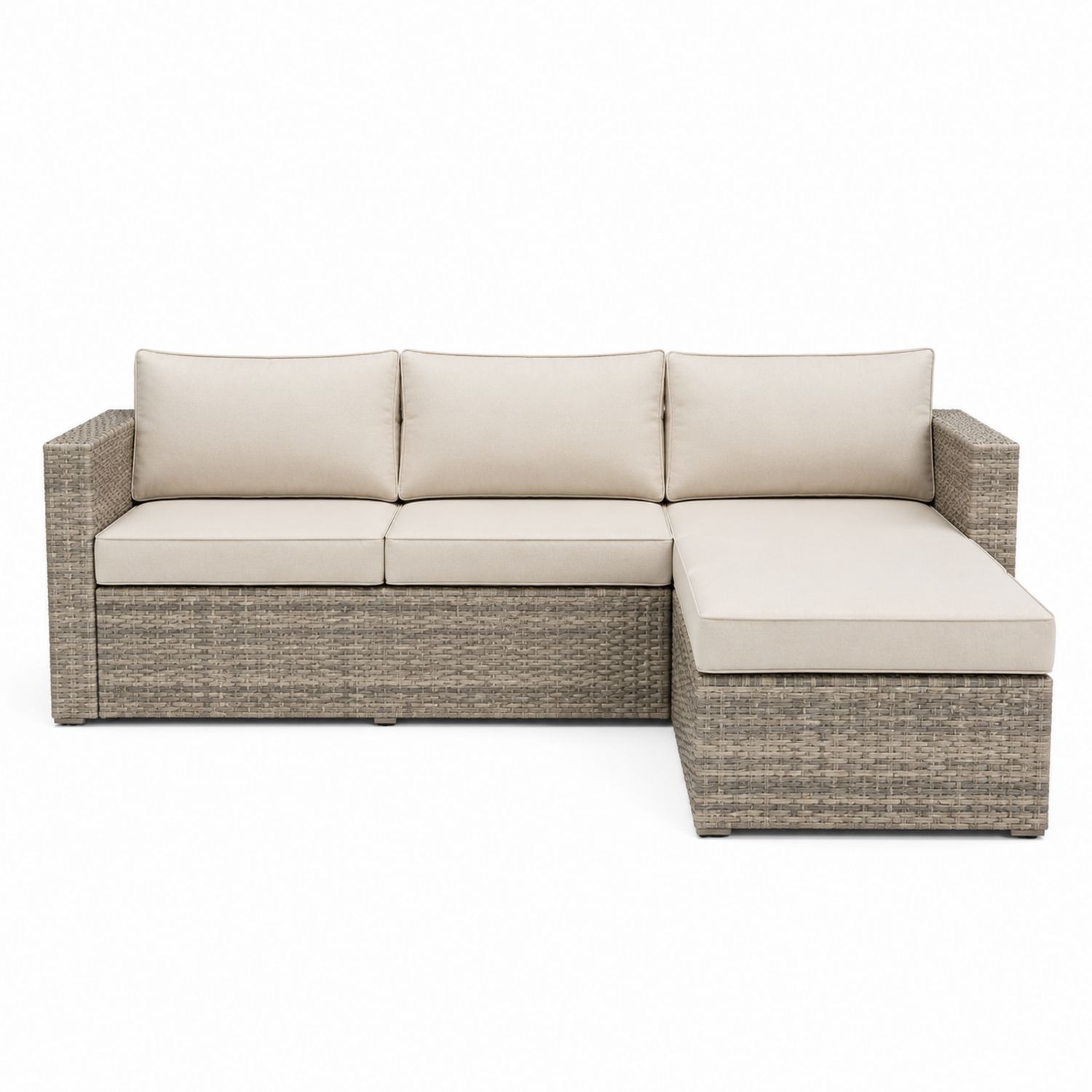 Outdoor Ecksofa Set Polyrattan Aluminium Beige