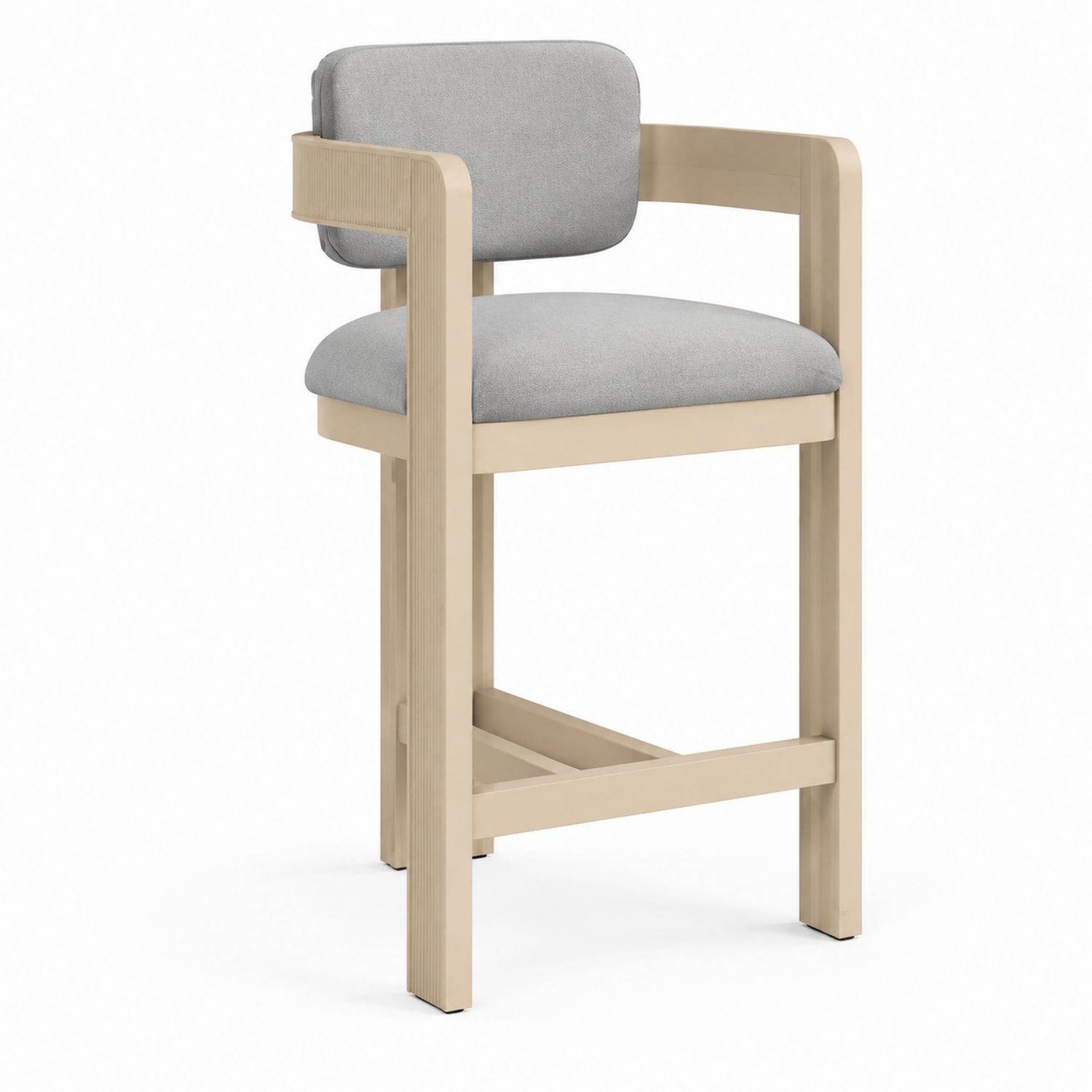 Barhocker mit Holzrahmen und Stoffbezug Beige Grau Höhe 100 cm