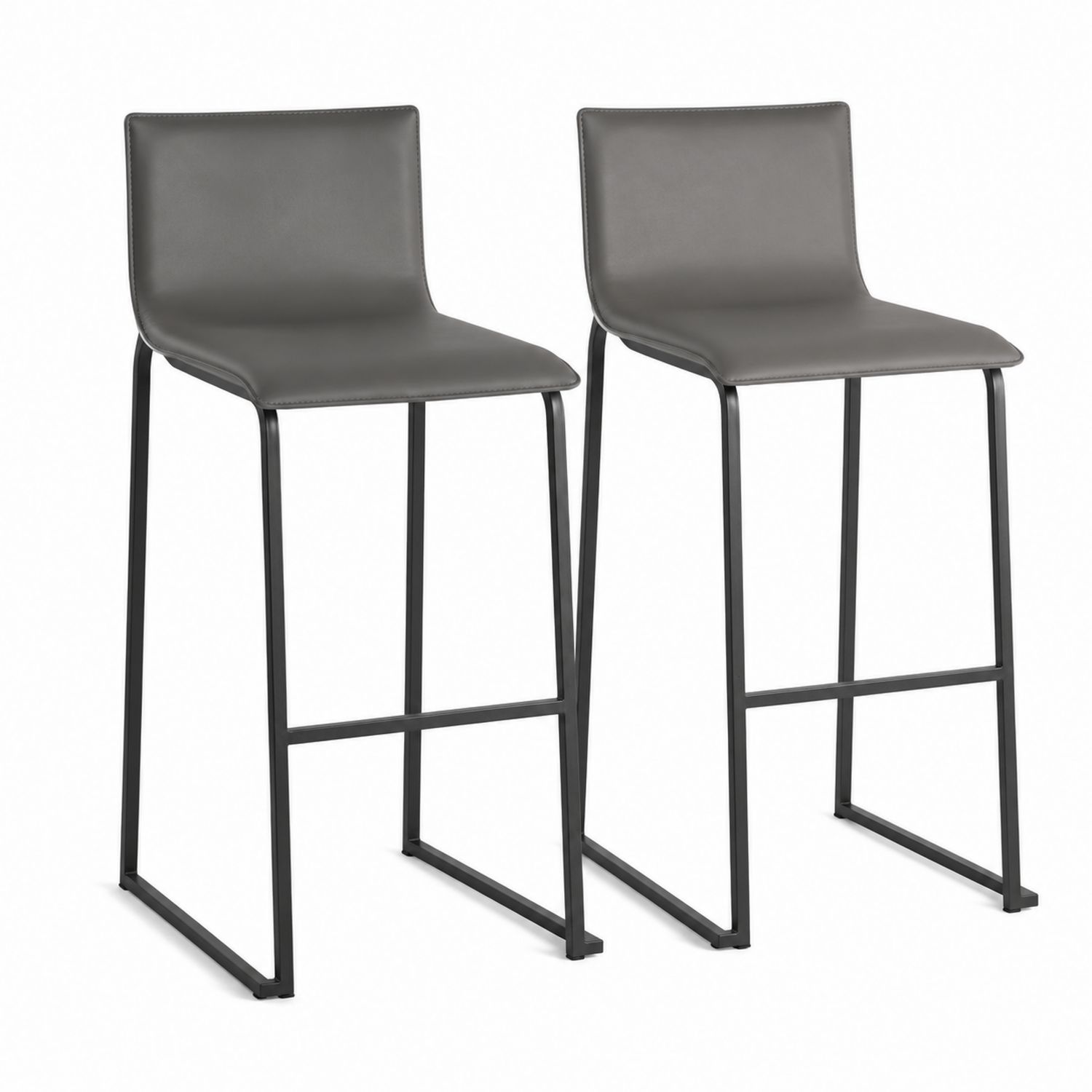 2er Set Barhocker mit Kunstleder und Metallgestell Grau