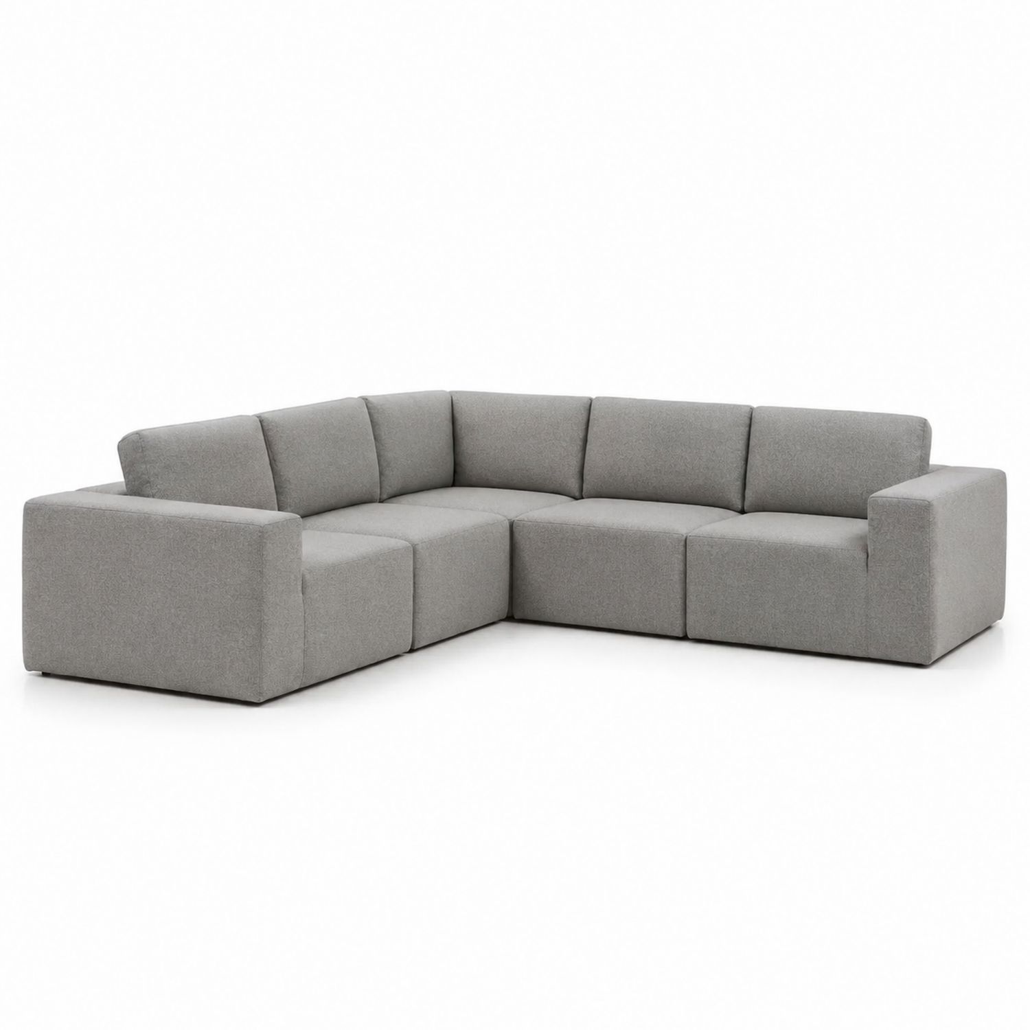 Ecksofa L-Form 5-Sitzer mit Polyestergewebe Grau 250x200x85 cm