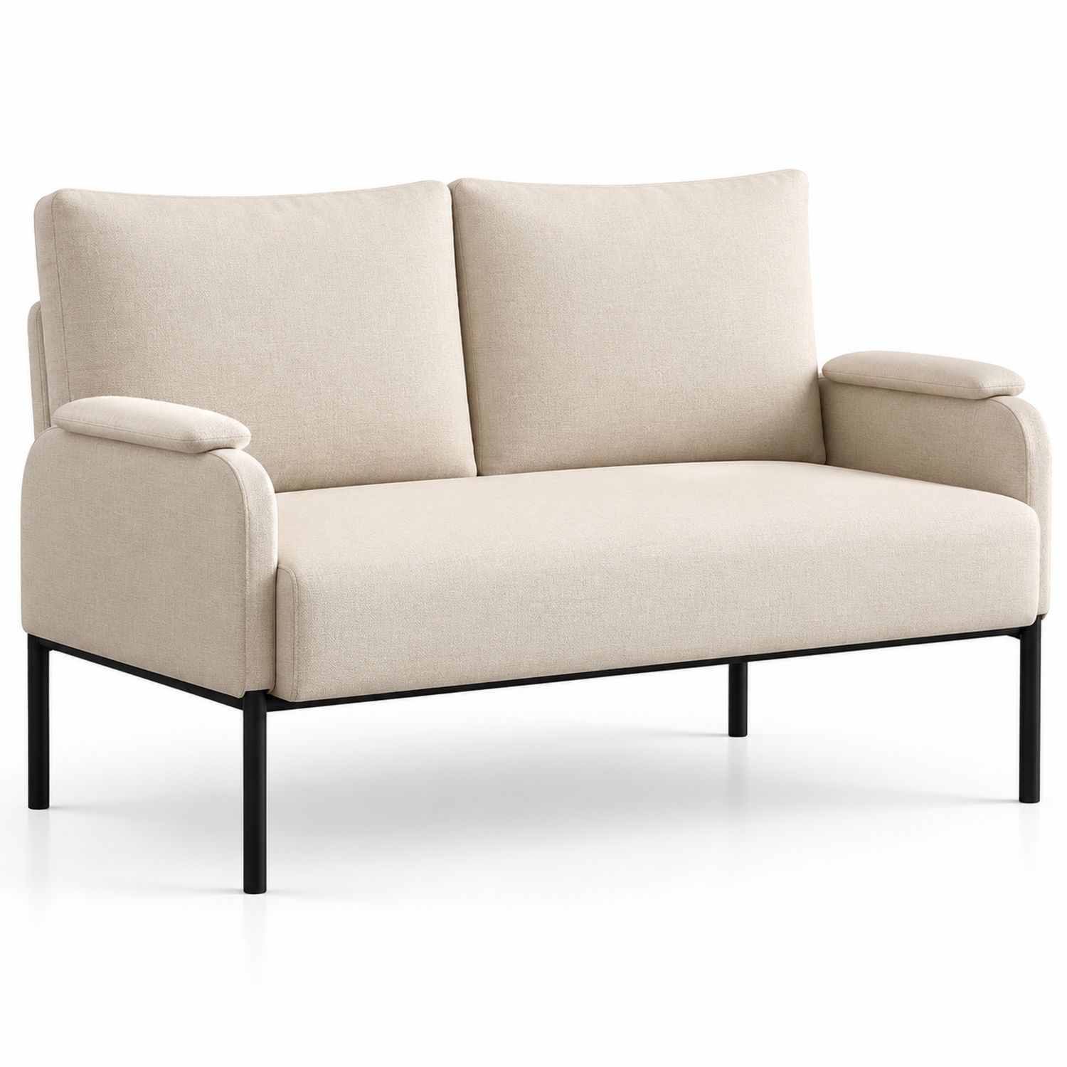 2-Sitzer Sofa aus Leinenmischung Beige mit Metallrahmen