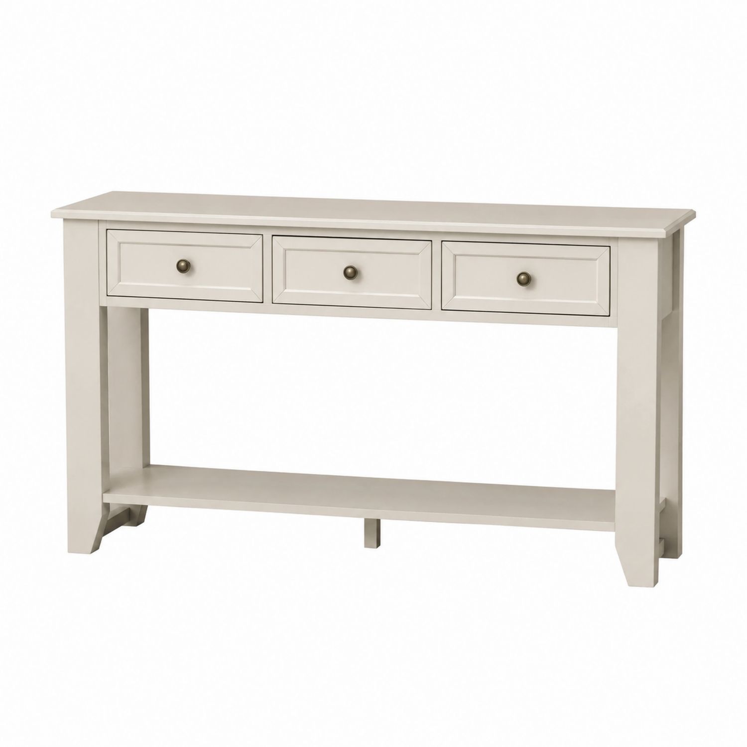Konsolentisch Holz mit 3 Schubladen Creme 120cm x 35cm x 80cm
