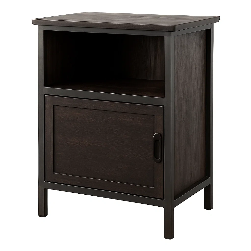 Mesa auxiliar de madera con estante y puerta 60x40x75 cm-homzina