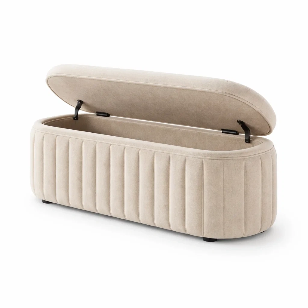 Banco de almacenamiento de poliéster beige-NOV ARQEL