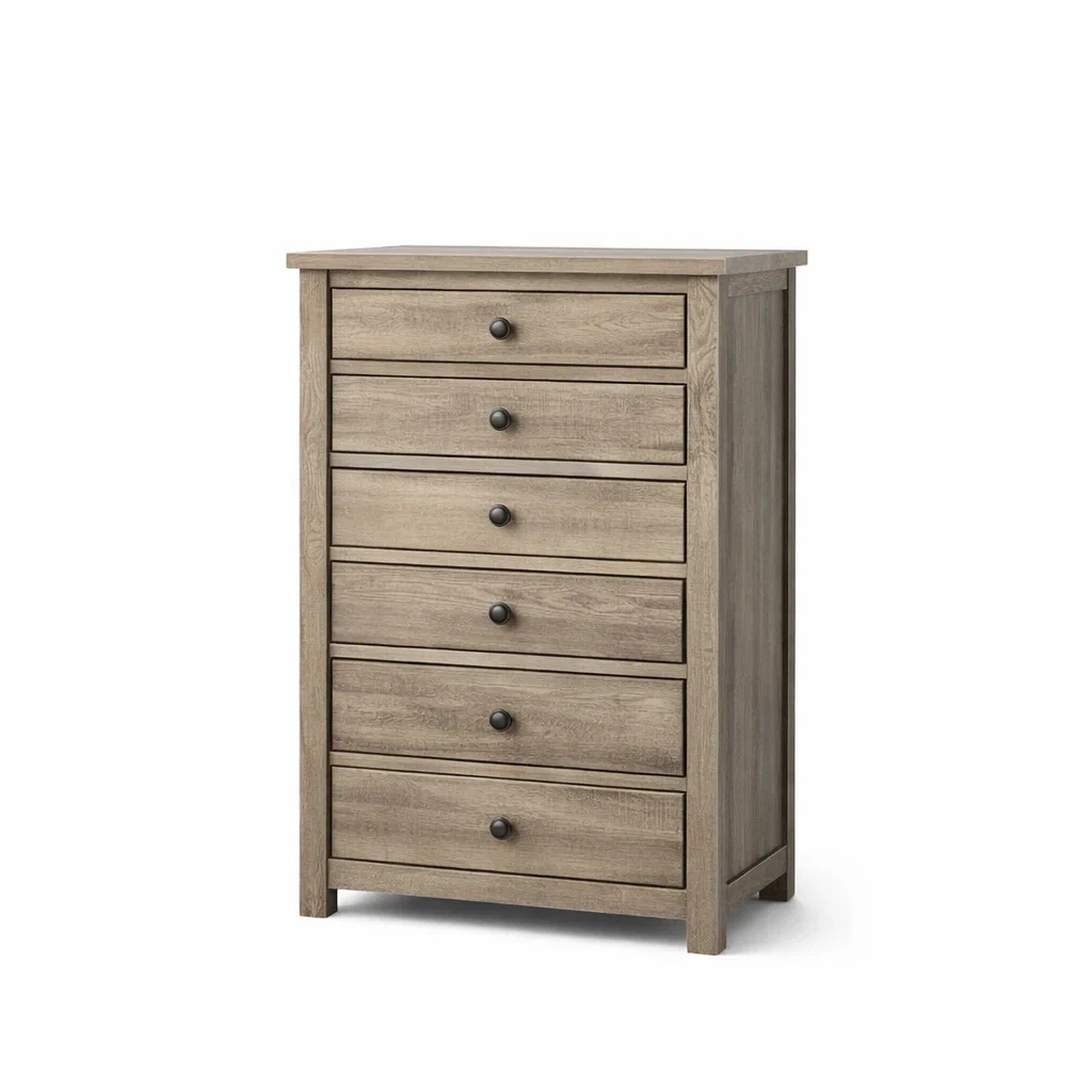 Cajonera de Madera de Roble Claro con 6 Cajones-NOV ARQEL
