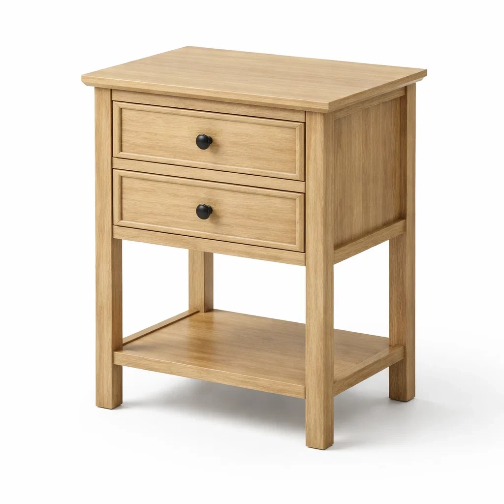 Mesita de Noche de Madera de Roble con 2 Cajones-NOV ARQEL