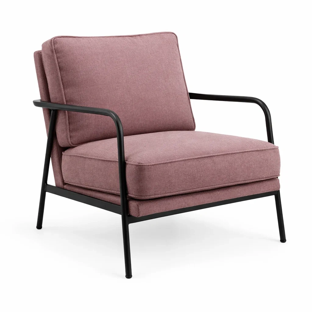 Sillón de tejido de poliéster rosa y estructura metálica-NOV ARQEL