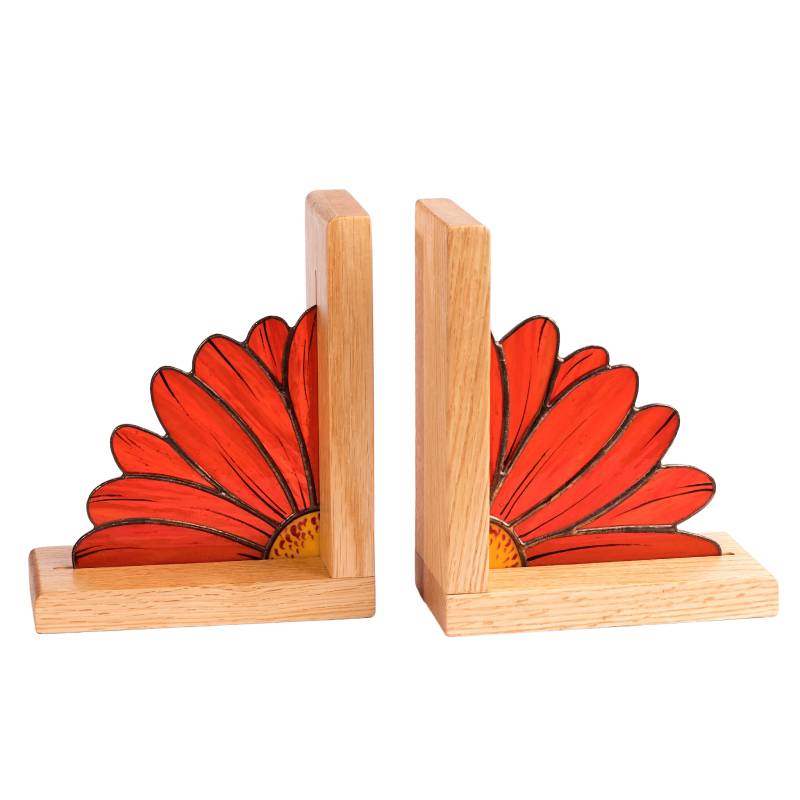 Serre-livres en vitrail Gerbera, décoration florale d'étagère pour les amateurs de lecture