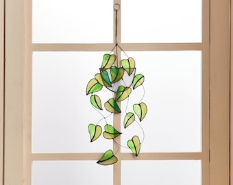 Décoration en vitrail pour plantes suspendues, attrape‑soleil bohème pour intérieur