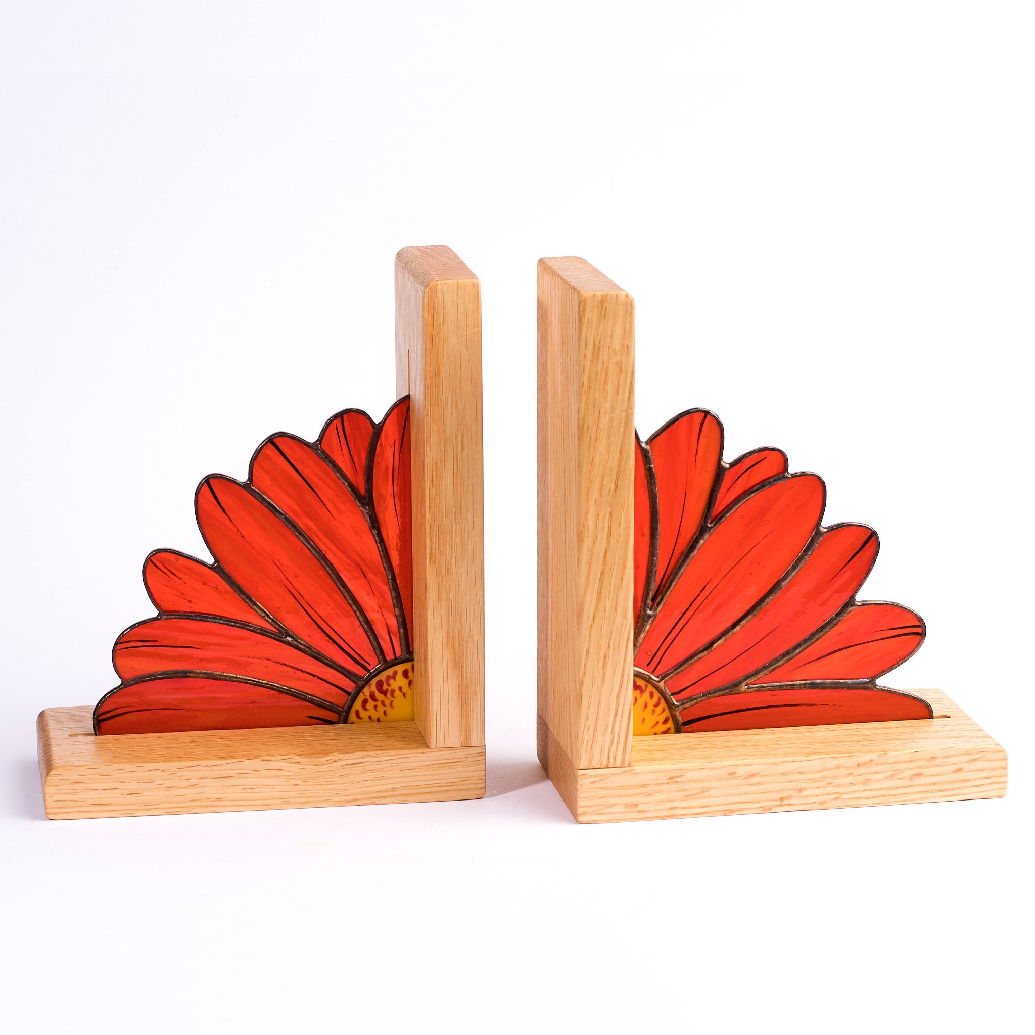 Serre-livres en vitrail Gerbera, décoration florale d'étagère pour les amateurs de lecture