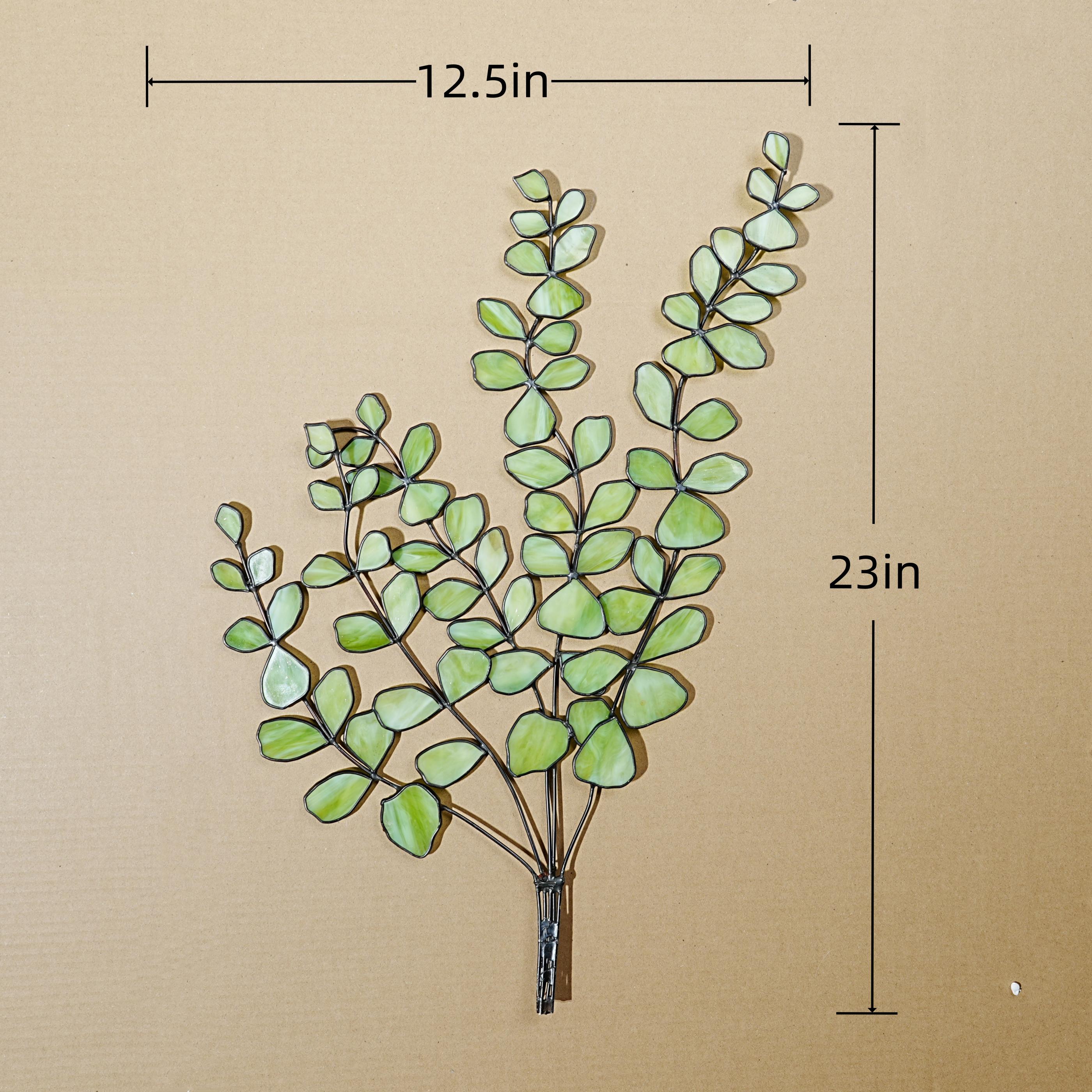 Décoration en vitrail eucalyptus, pièce végétale pour intérieur naturel