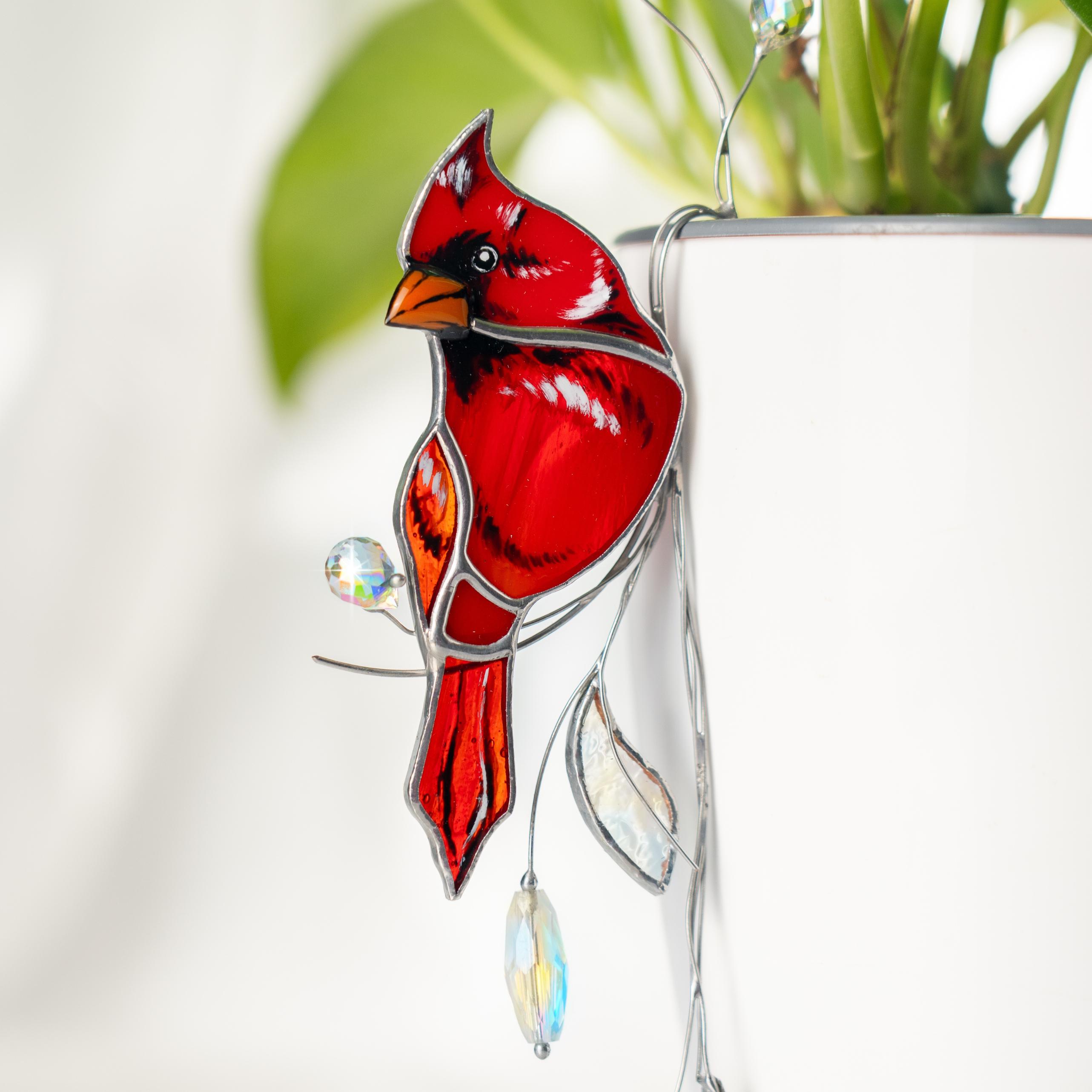Vitrail Cardinal Plant Stakes - Jardinière d'intérieur attrape-soleil en cristal
