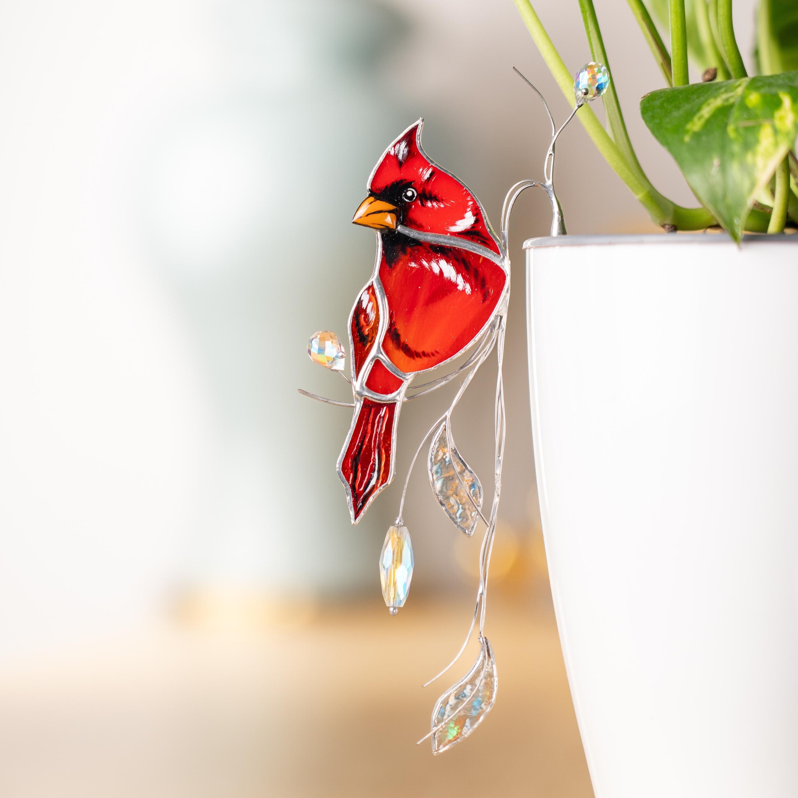 Vitrail Cardinal Plant Stakes - Jardinière d'intérieur attrape-soleil en cristal