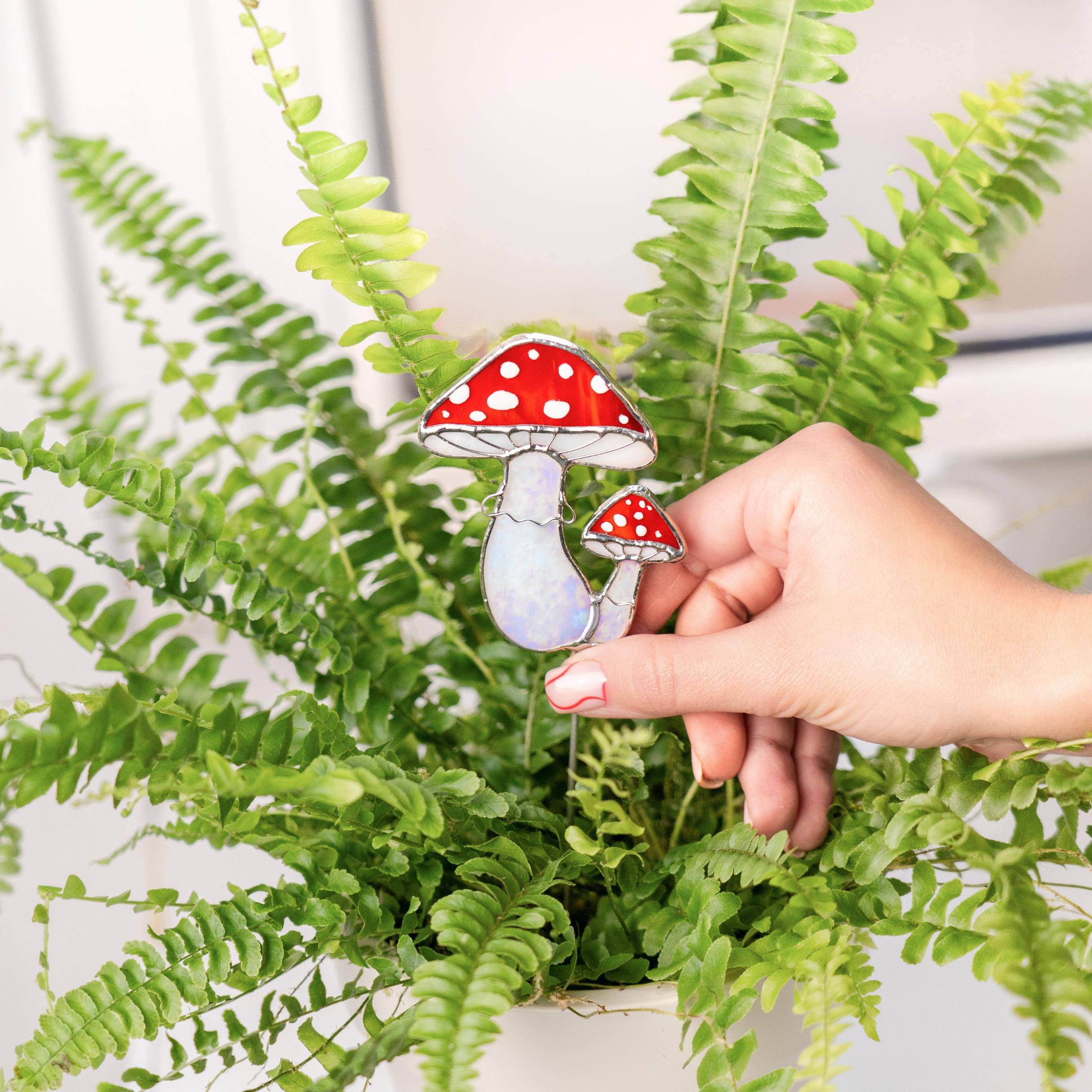 Support pour pot de plante en forme de champignon en verre, décoration pour l'extérieur et le jardin