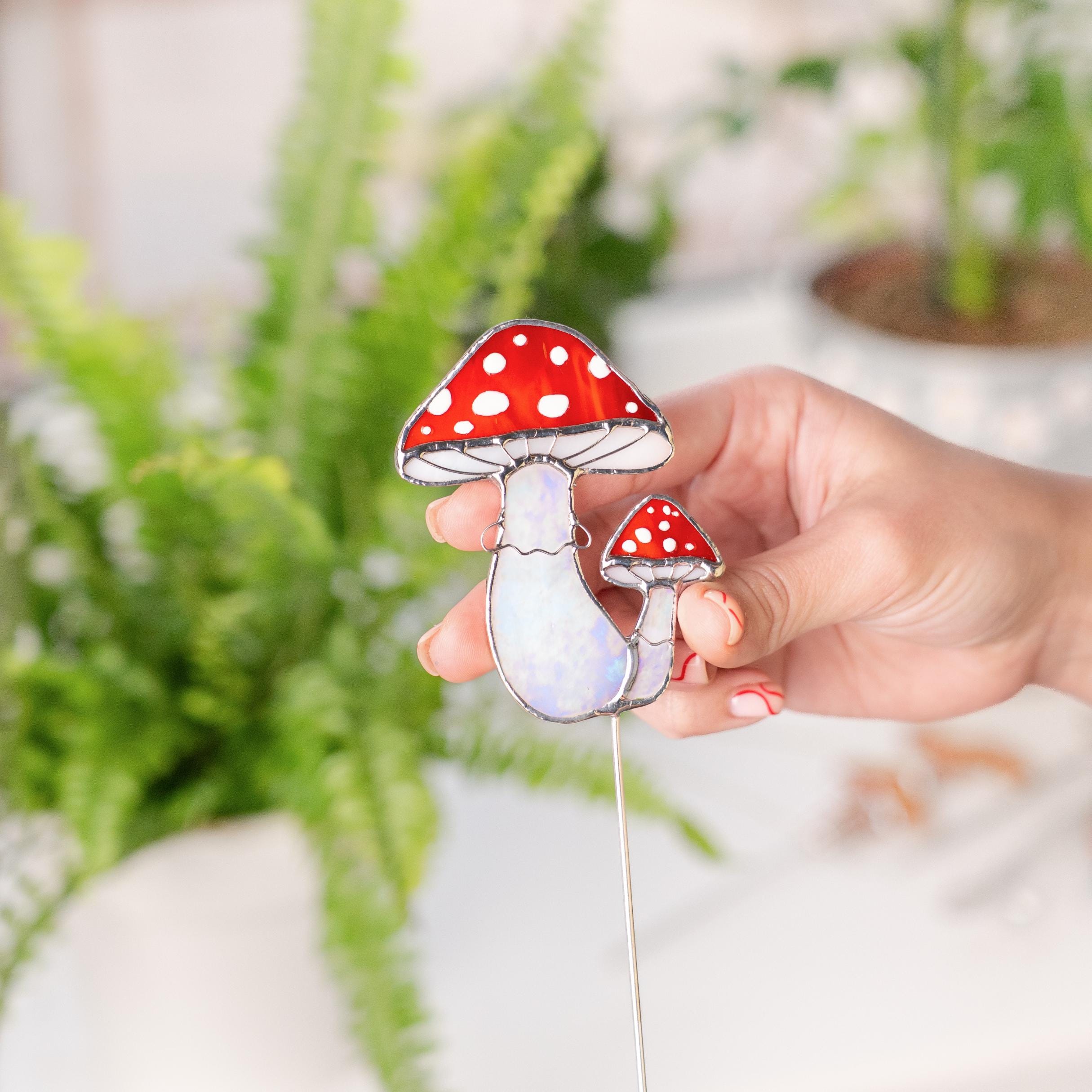 Support pour pot de plante en forme de champignon en verre, décoration pour l'extérieur et le jardin
