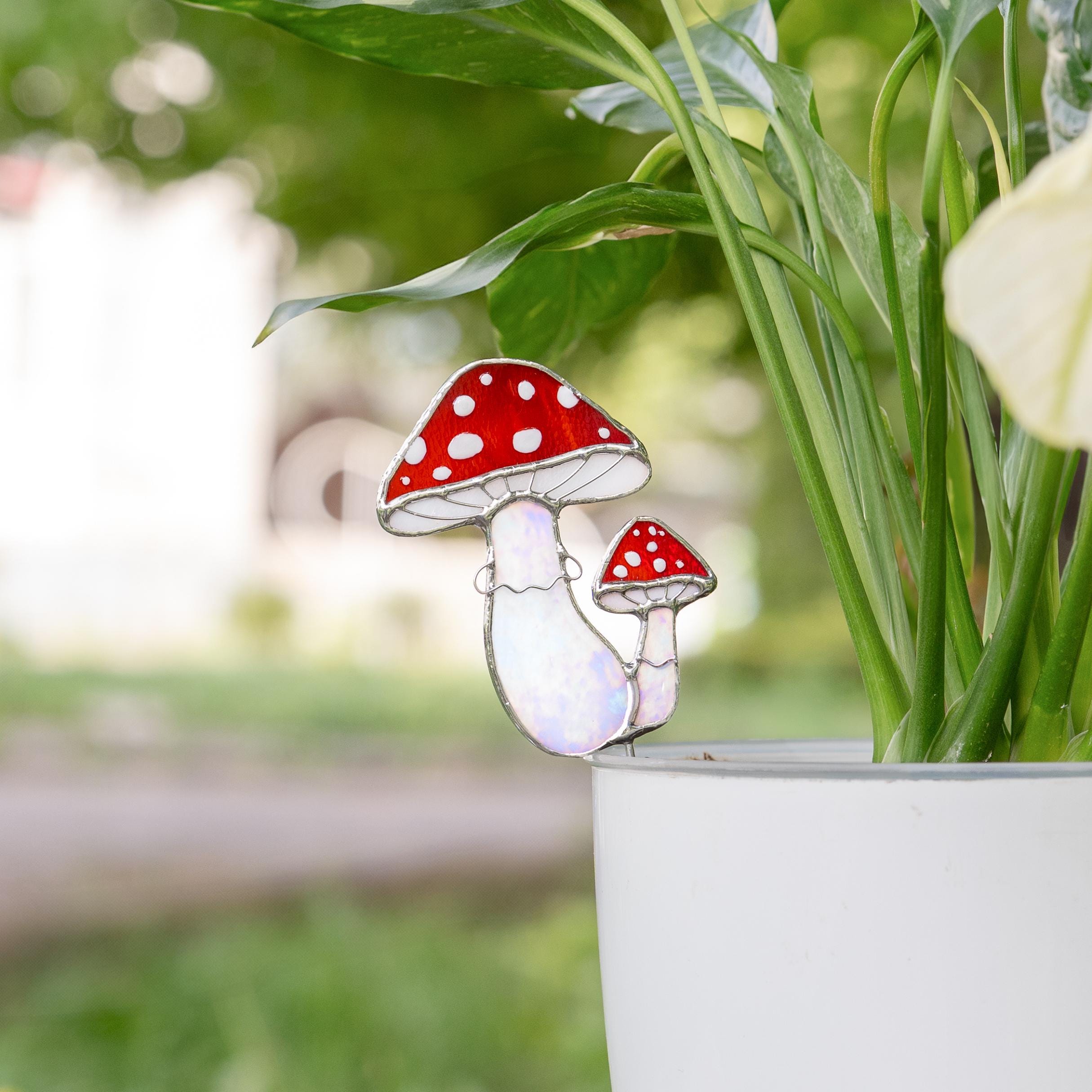 Support pour pot de plante en forme de champignon en verre, décoration pour l'extérieur et le jardin