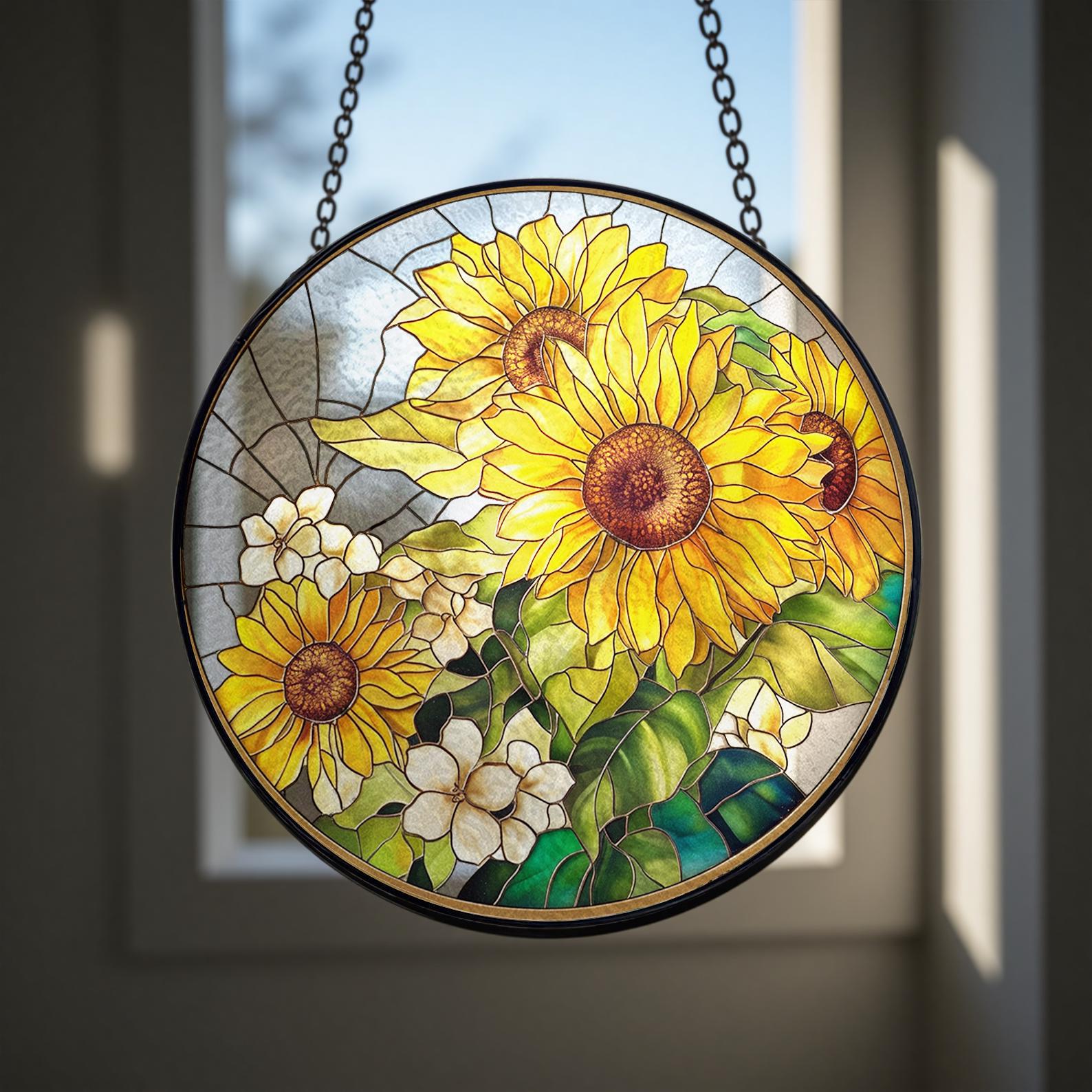 suspendue Attrape-soleil en vitrail tournesol