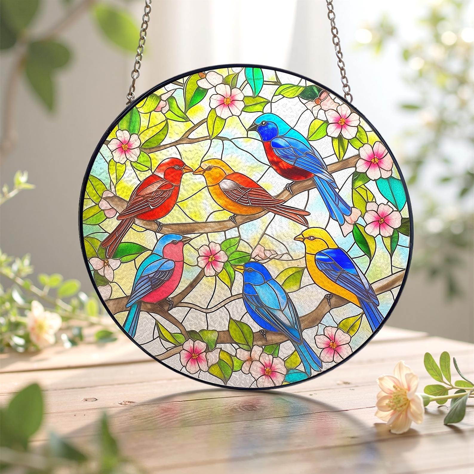Attrape Lumiere En Verre De Colibri Colore, Cadeau Artistique Pour Les Amateurs D Oiseaux
