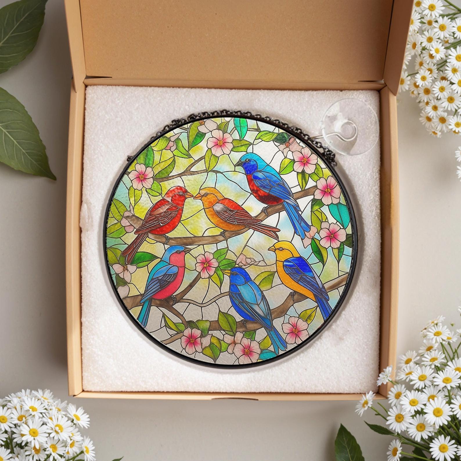 Attrape Lumiere En Verre De Colibri Colore, Cadeau Artistique Pour Les Amateurs D Oiseaux