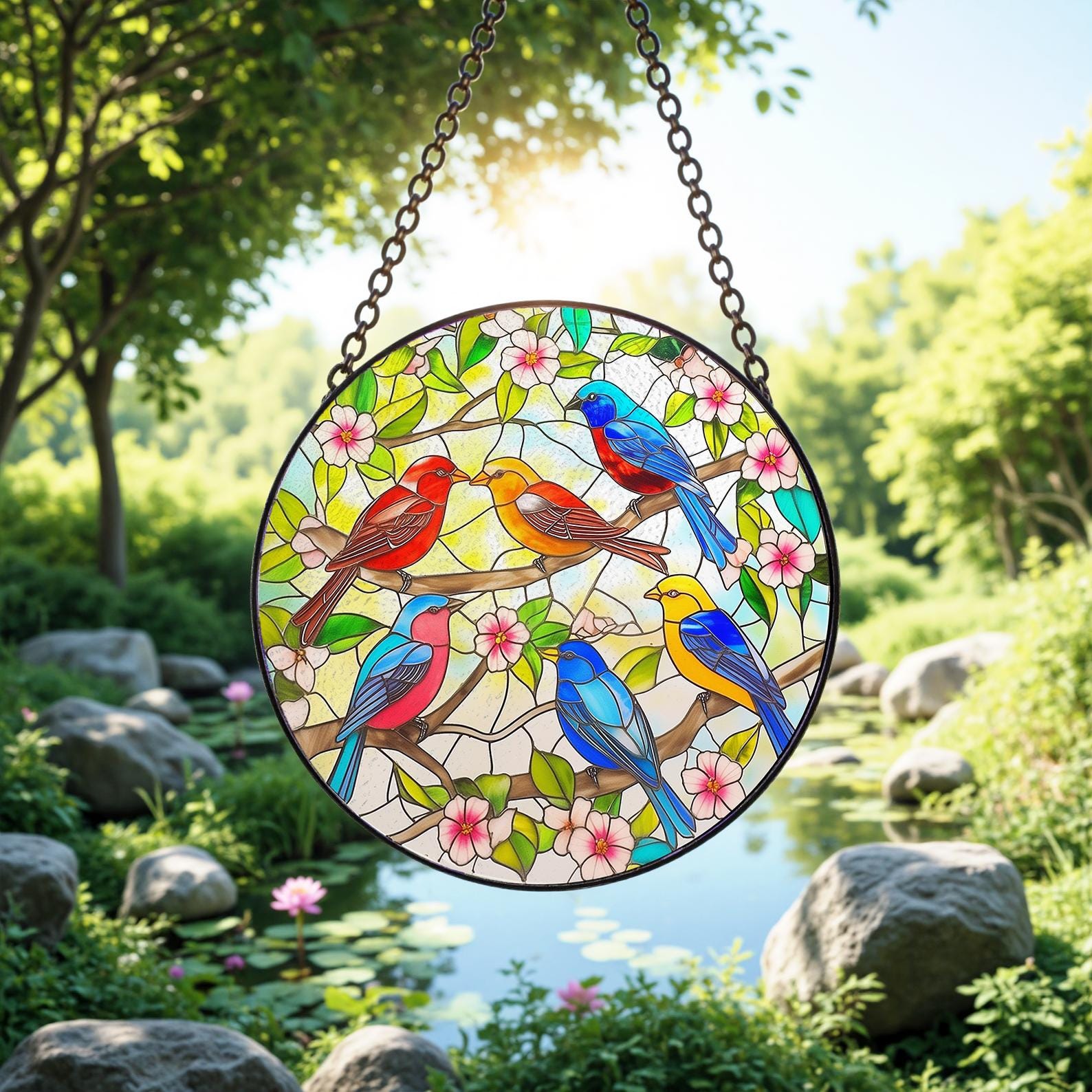 Attrape Lumiere En Verre De Colibri Colore, Cadeau Artistique Pour Les Amateurs D Oiseaux