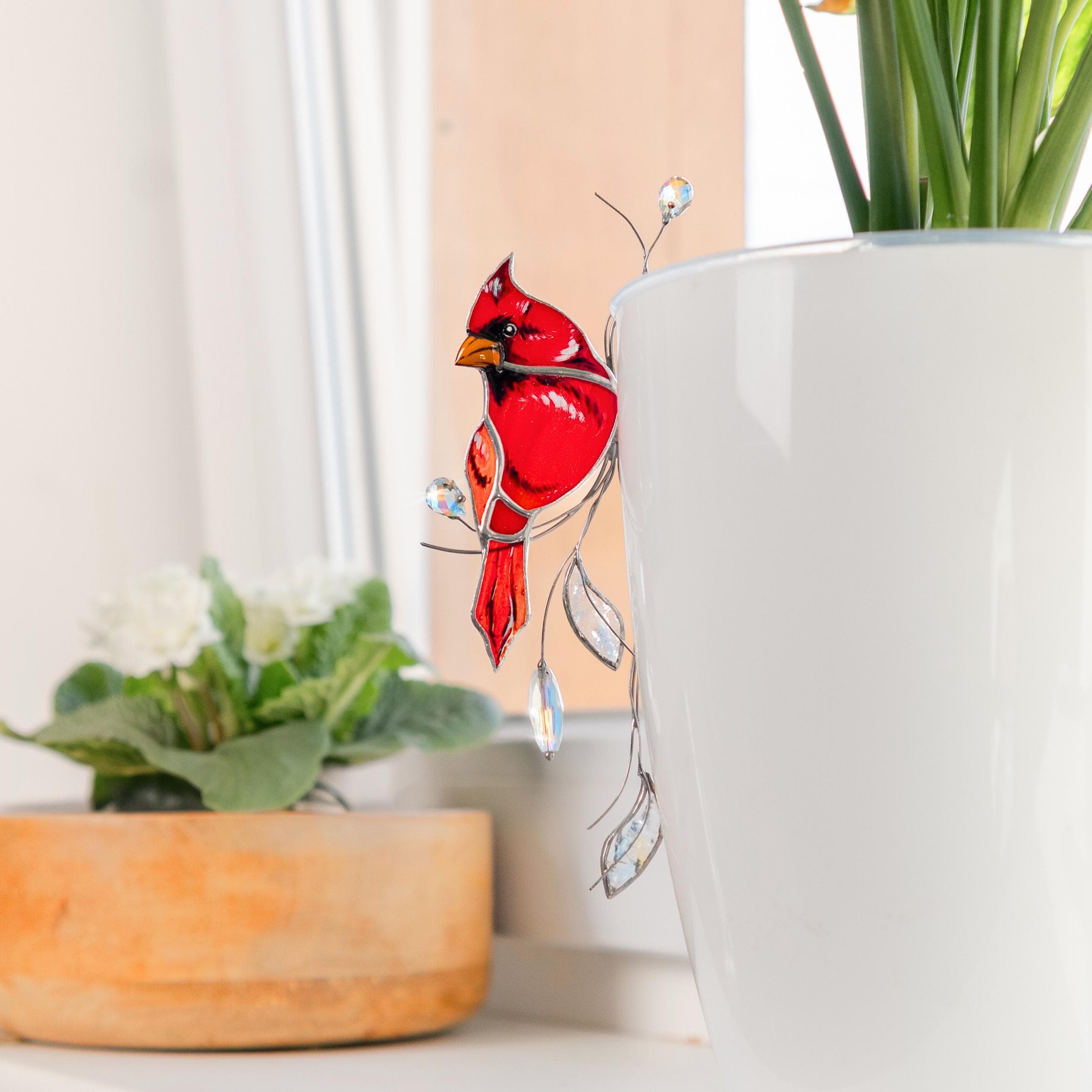 Vitrail Cardinal Plant Stakes - Jardinière d'intérieur attrape-soleil en cristal