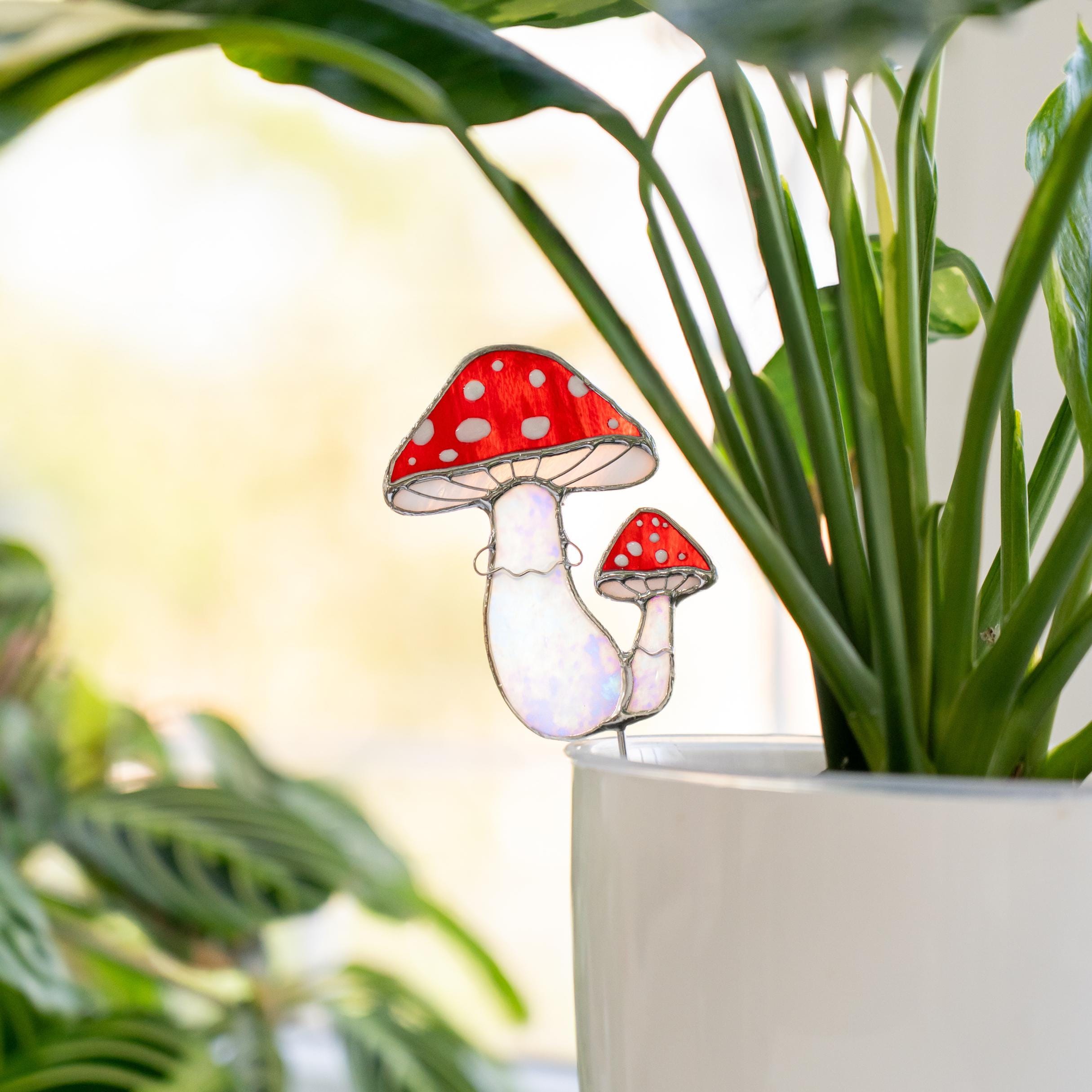 Support pour pot de plante en forme de champignon en verre, décoration pour l'extérieur et le jardin