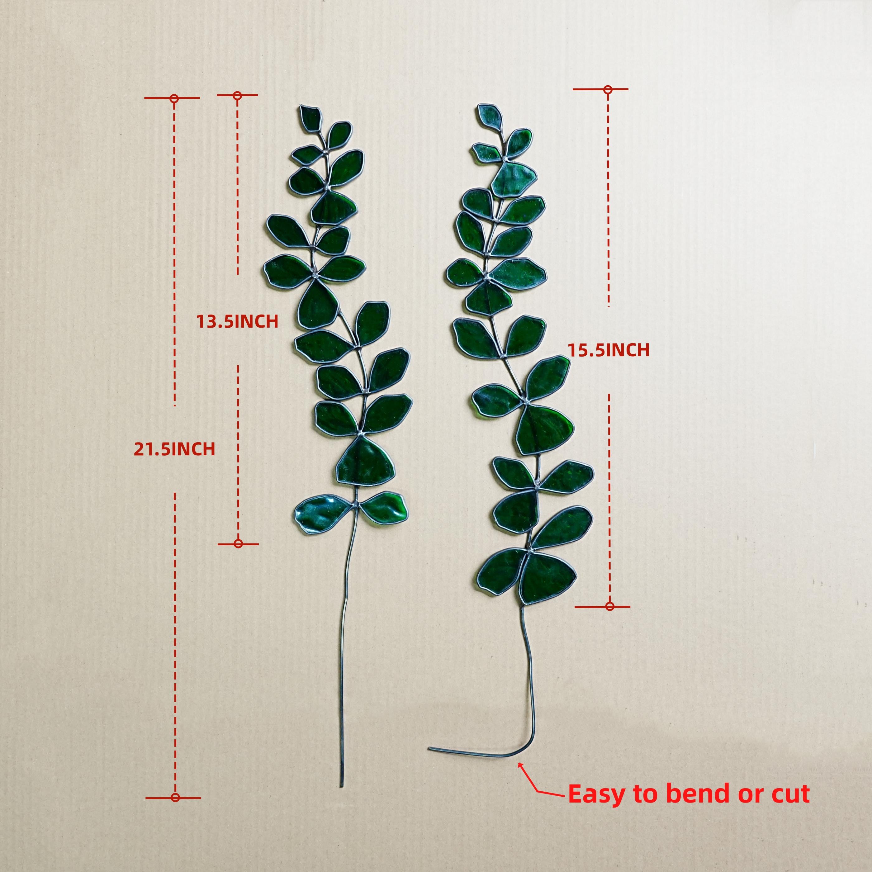 Décoration en vitrail eucalyptus, pièce végétale pour intérieur naturel