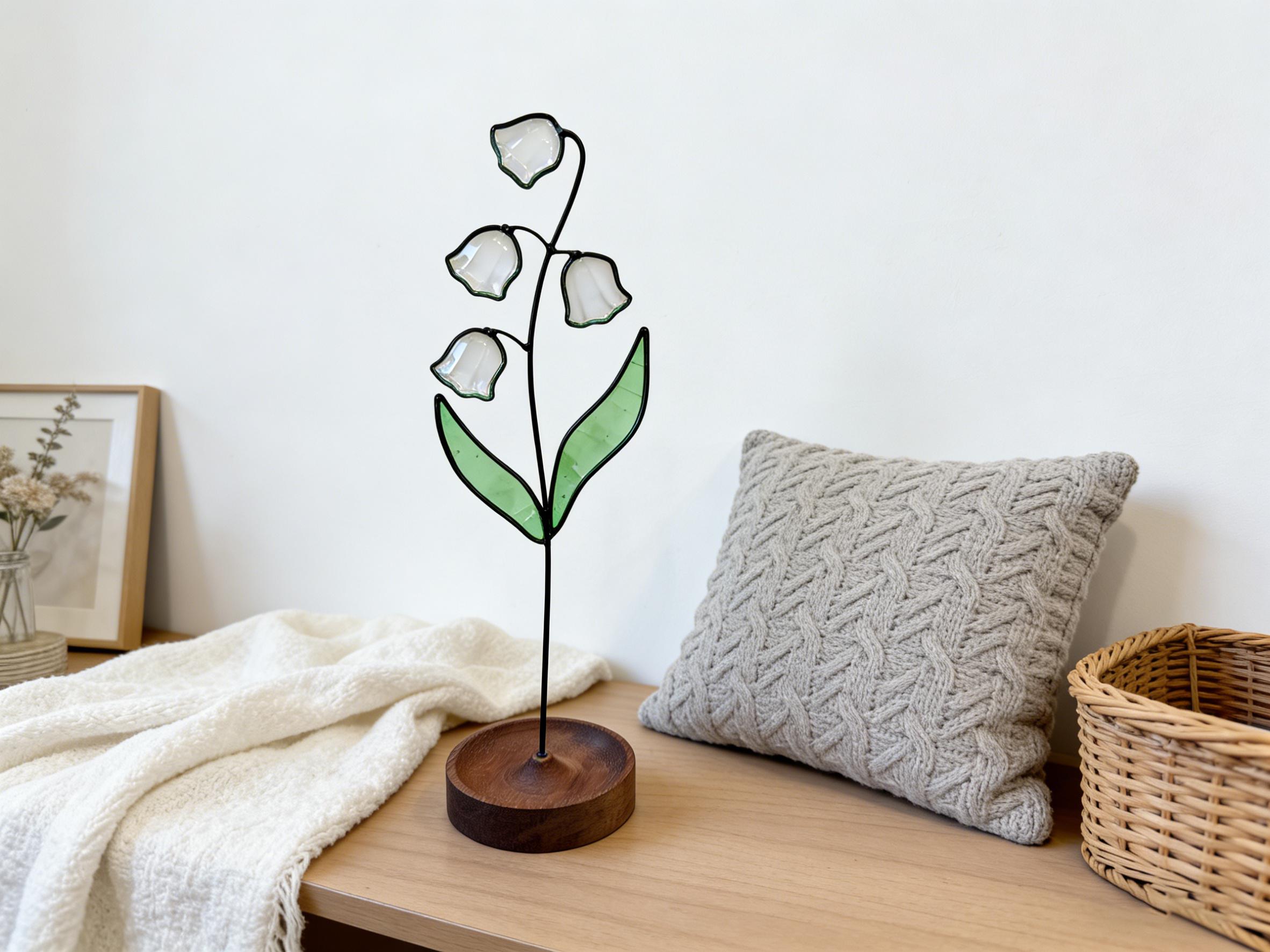 Décoration en verre teinté muguet, à placer sur rebords de fenêtre ou bureaux