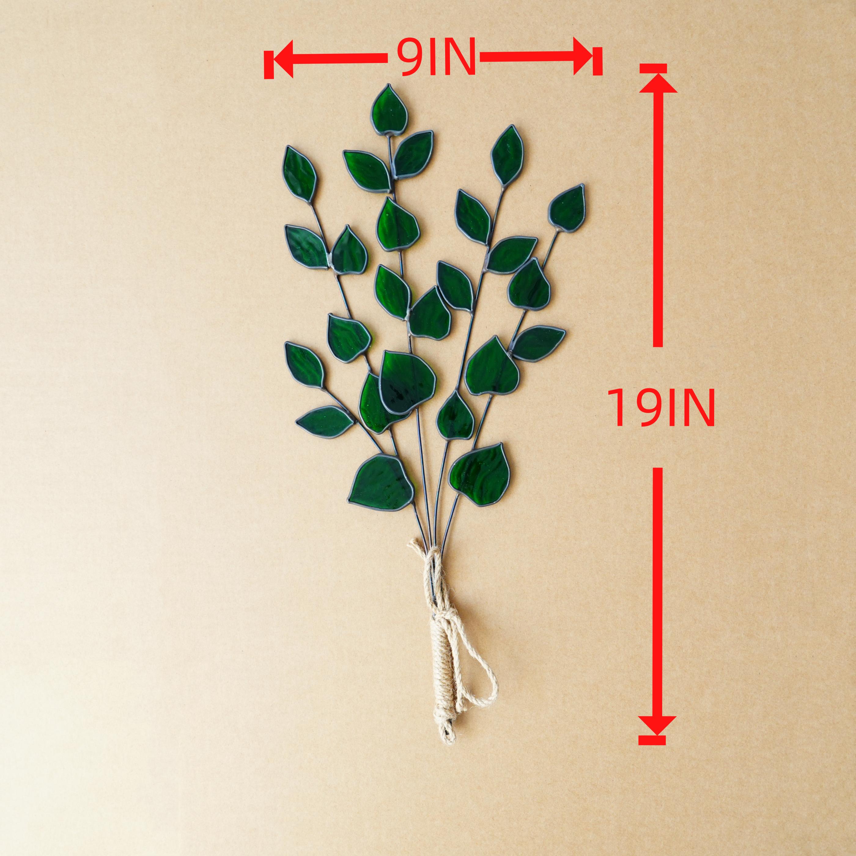 Décoration en vitrail feuille verte, style printanier pour intérieur naturel