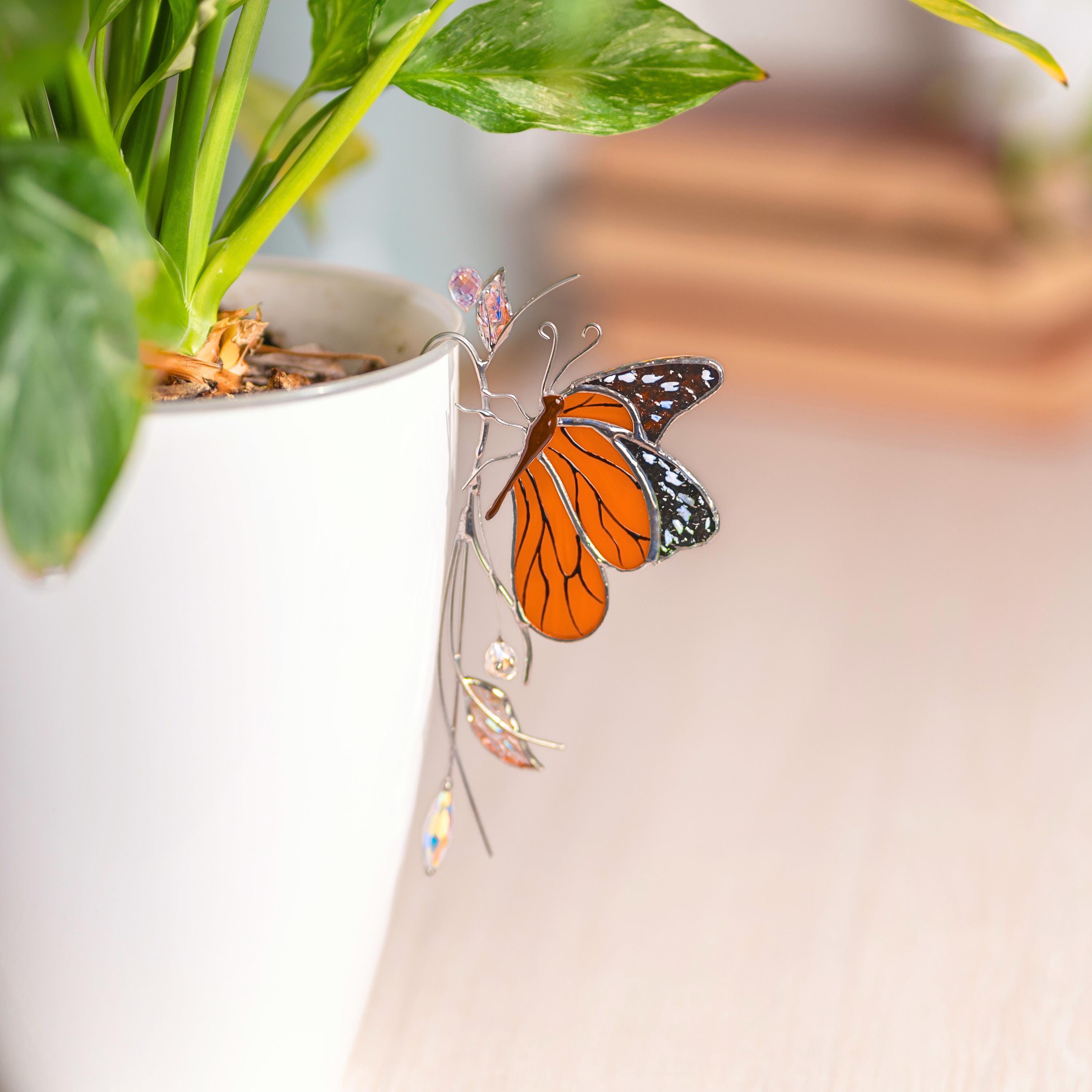 Porte-pot en forme de papillon orange, Pour votre coin plantes à la maison