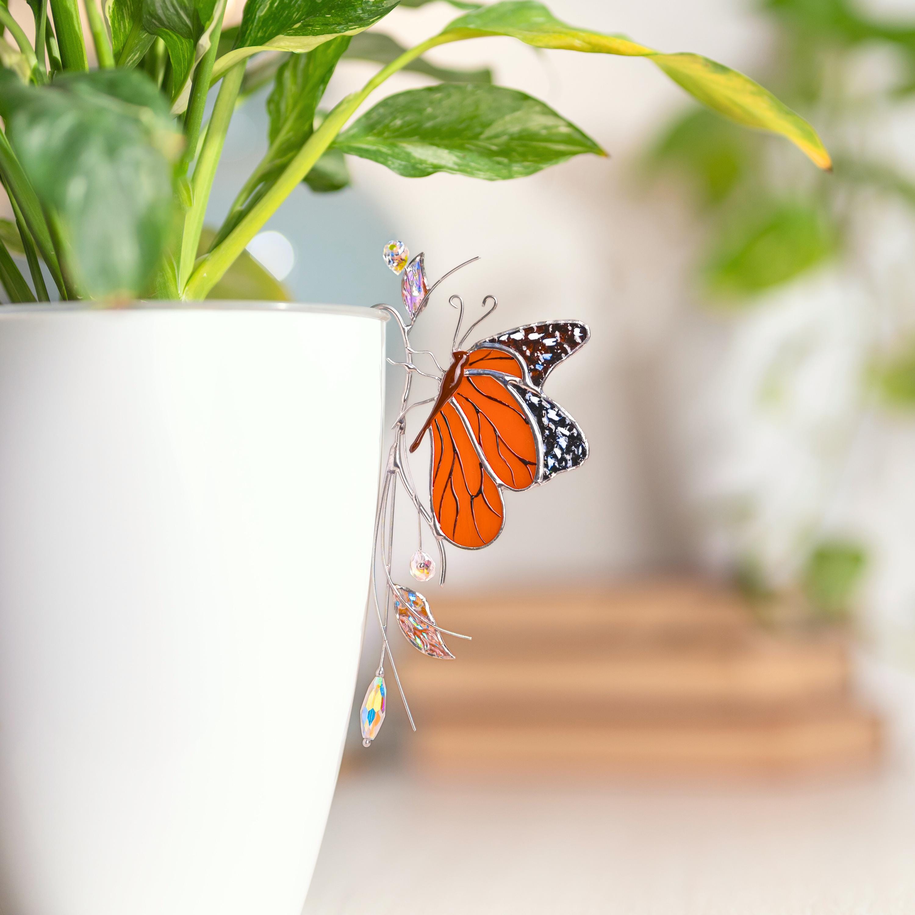 Porte-pot en forme de papillon orange, Pour votre coin plantes à la maison
