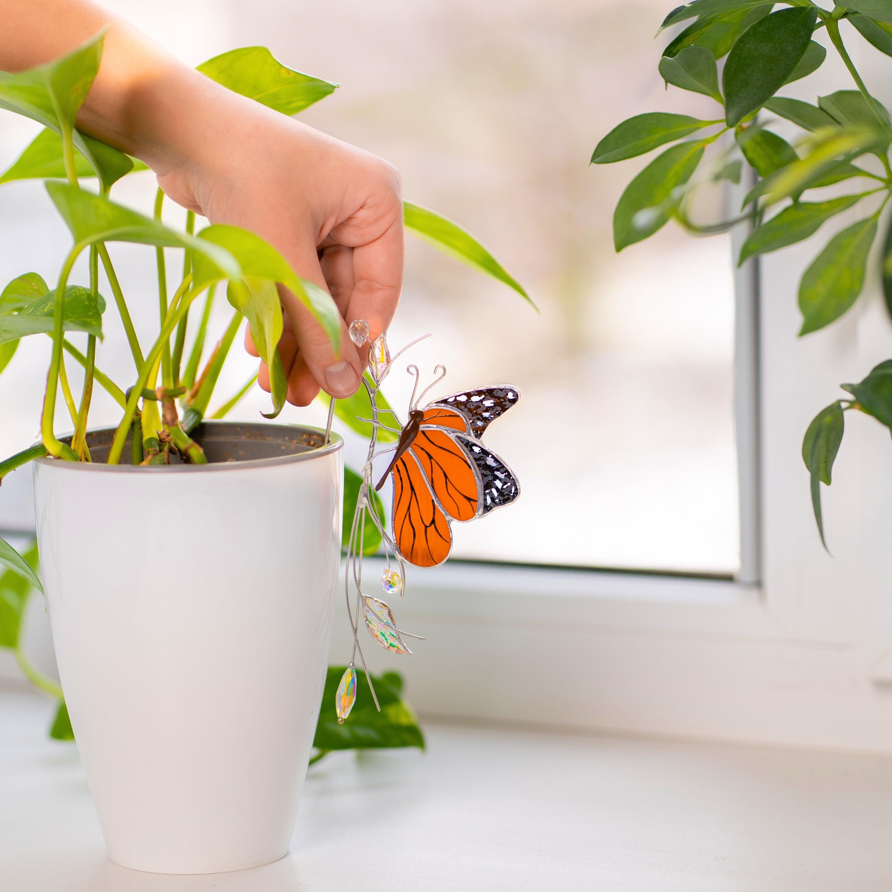 Porte-pot en forme de papillon orange, Pour votre coin plantes à la maison