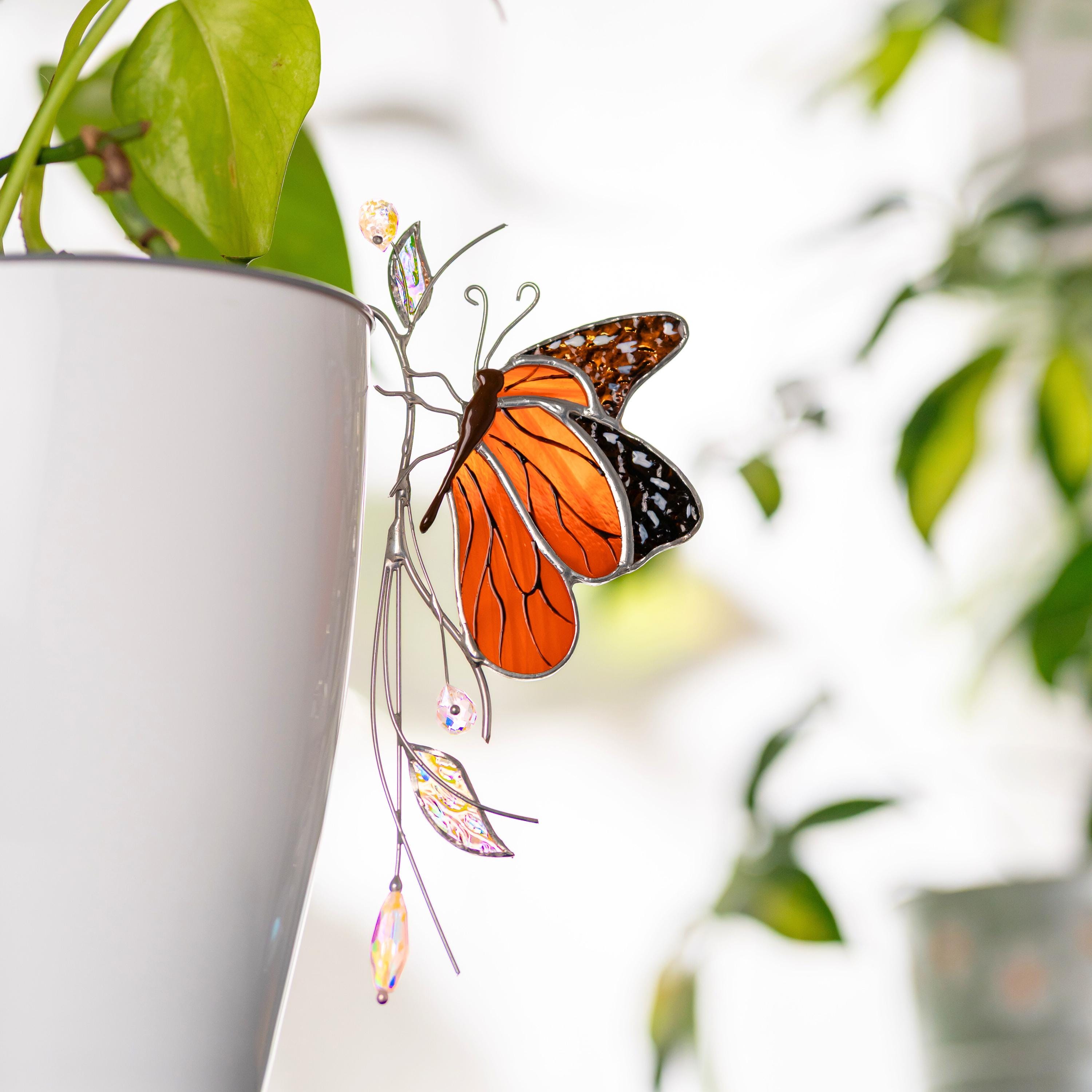 Porte-pot en forme de papillon orange, Pour votre coin plantes à la maison