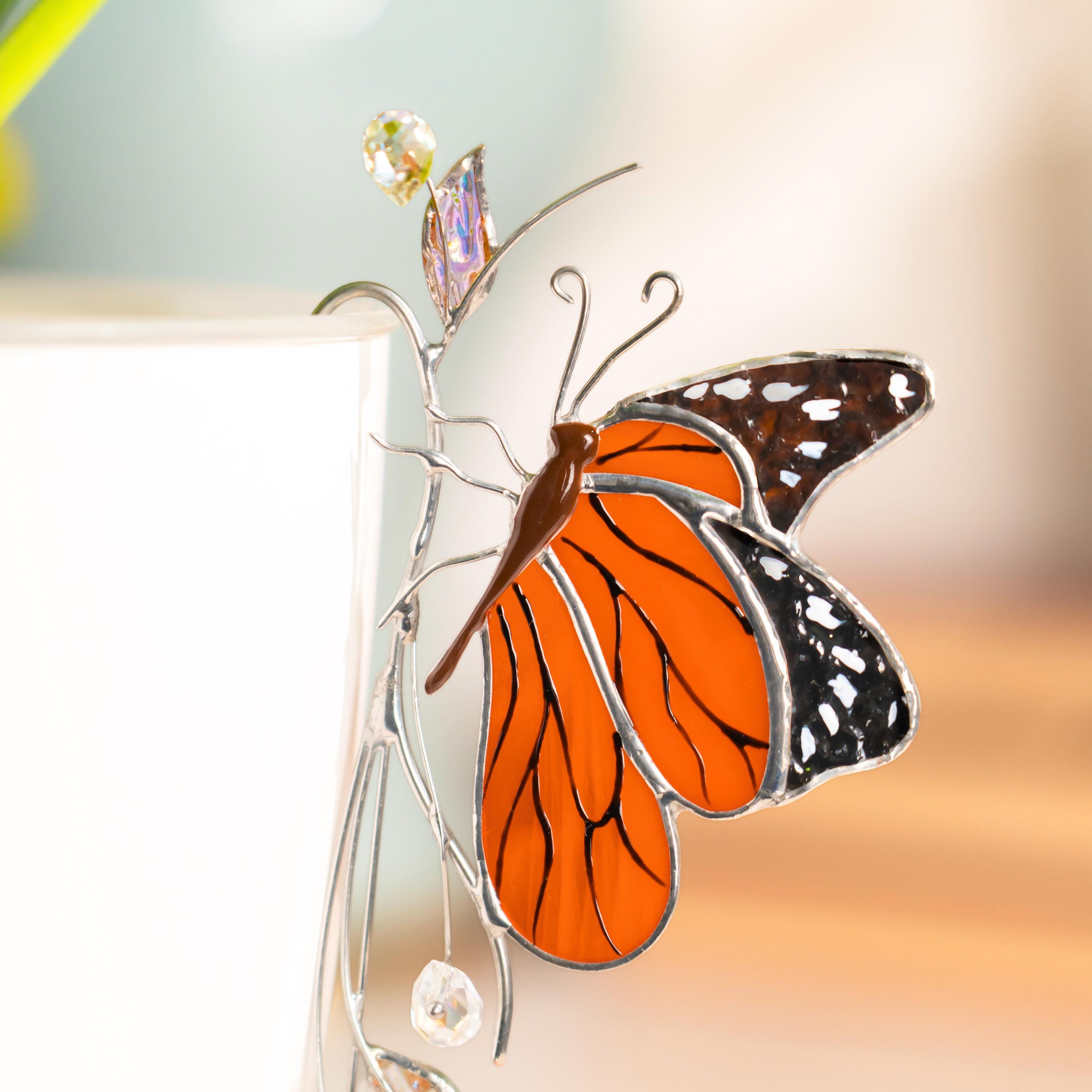 Porte-pot en forme de papillon orange, Pour votre coin plantes à la maison
