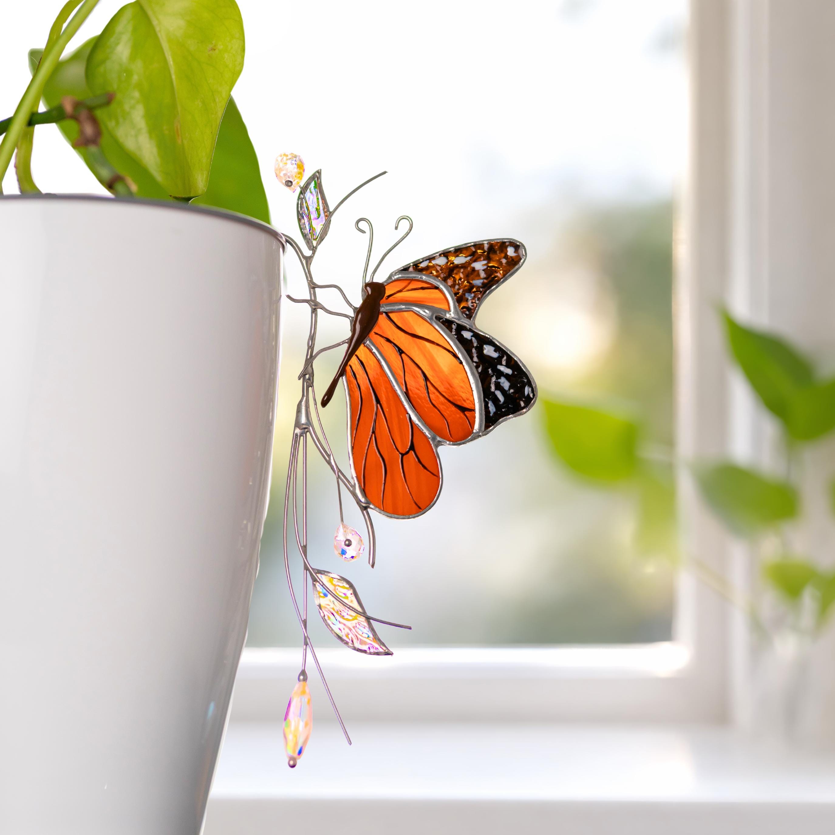 Porte-pot en forme de papillon orange, Pour votre coin plantes à la maison