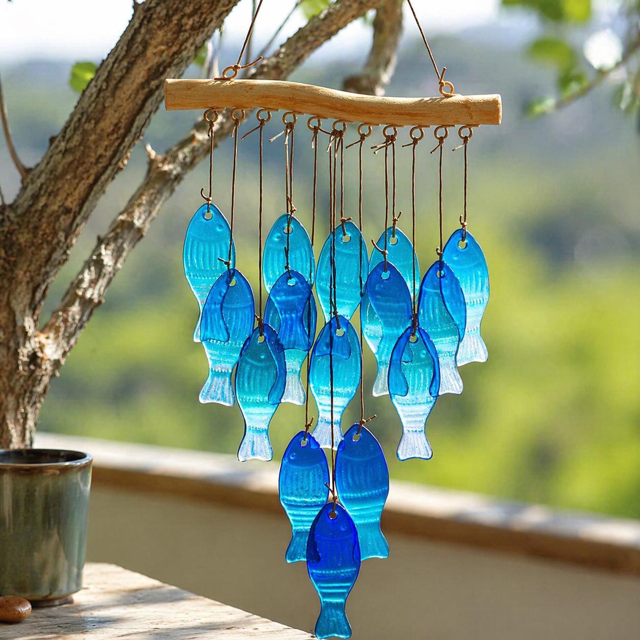 Attrape-soleil carillon éolien en vitrail, décoration de fenêtre en verre colorée