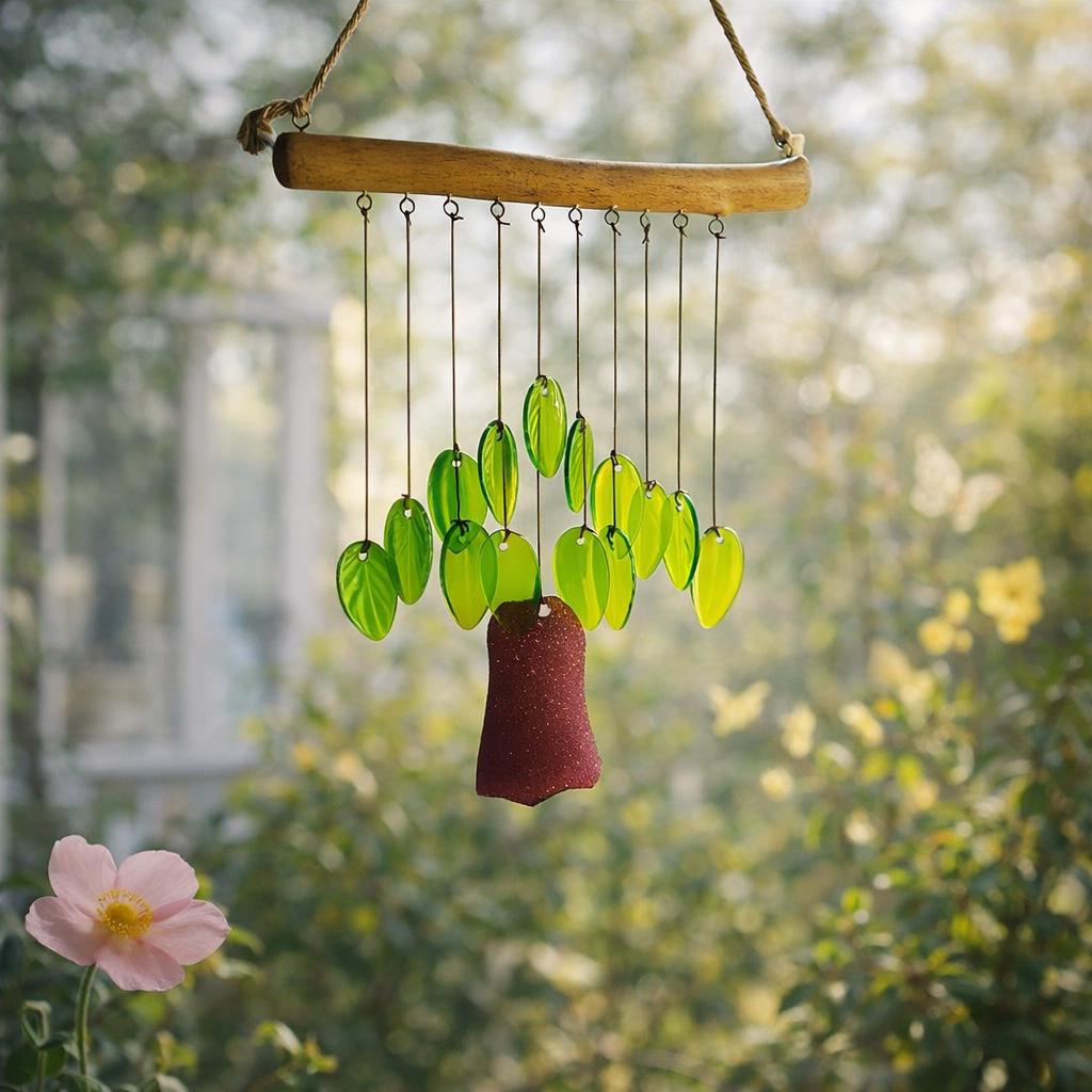 Carillon éolien en verre décoratif, attrape‑soleil pour fenêtre, suspension artisanale pour intérieur lumineux