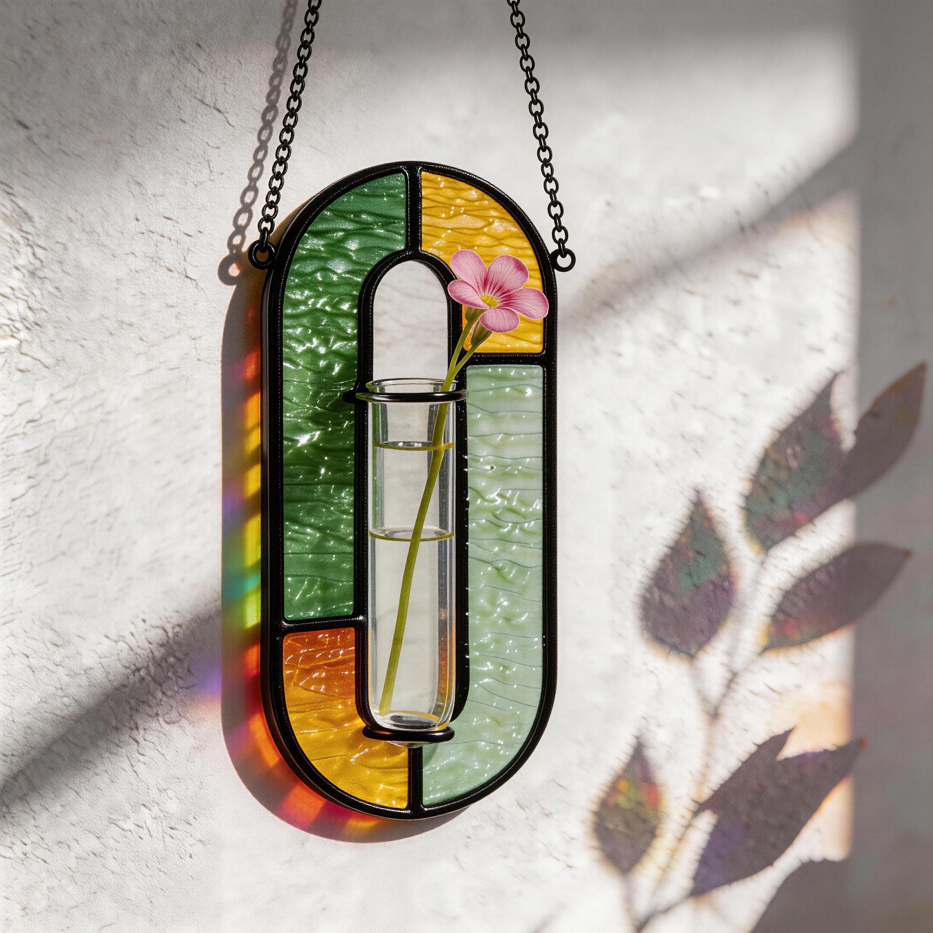 Vase suspendu en vitrail, décoration de propagation hydroponique, cadeau unique