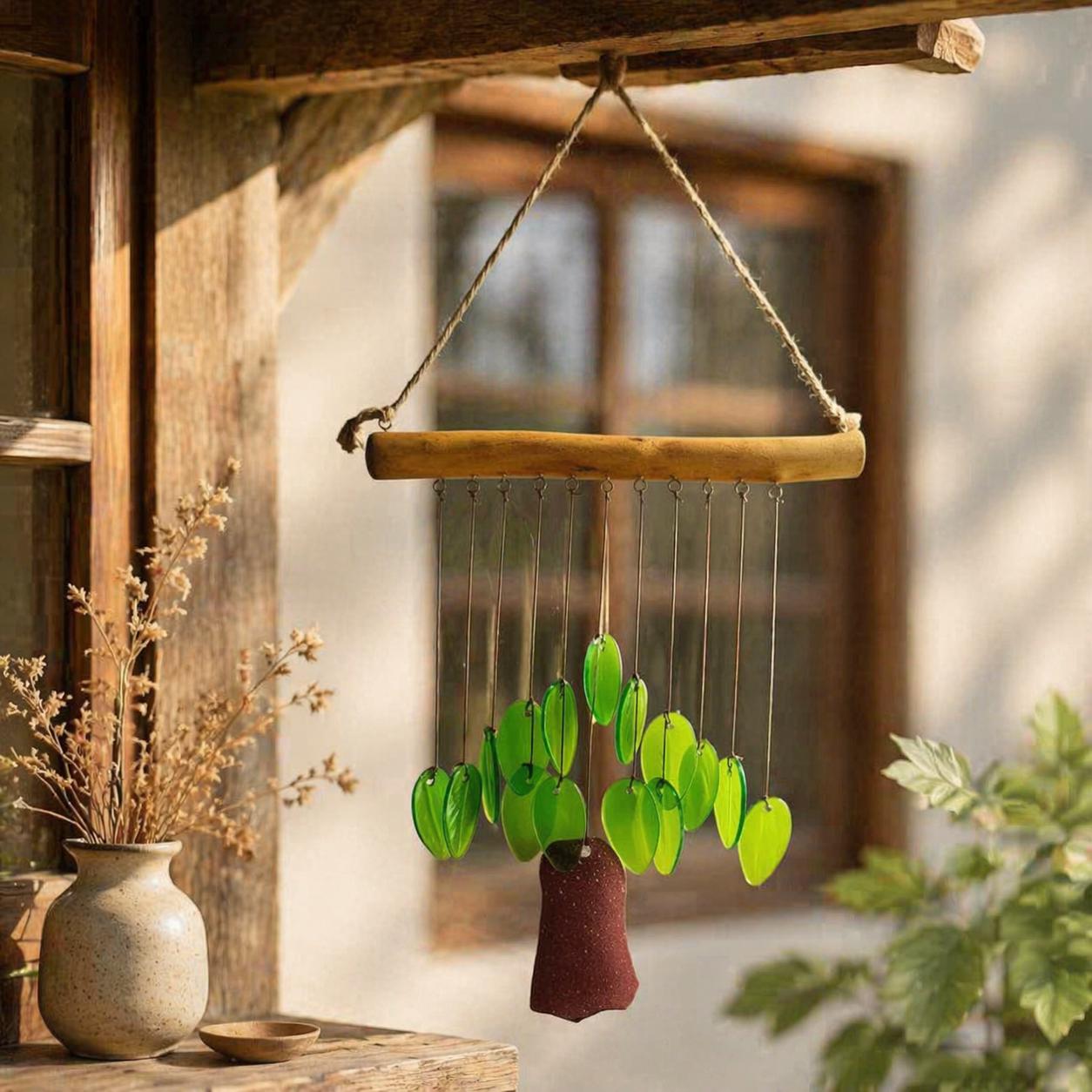 Carillon éolien en verre décoratif, attrape‑soleil pour fenêtre, suspension artisanale pour intérieur lumineux