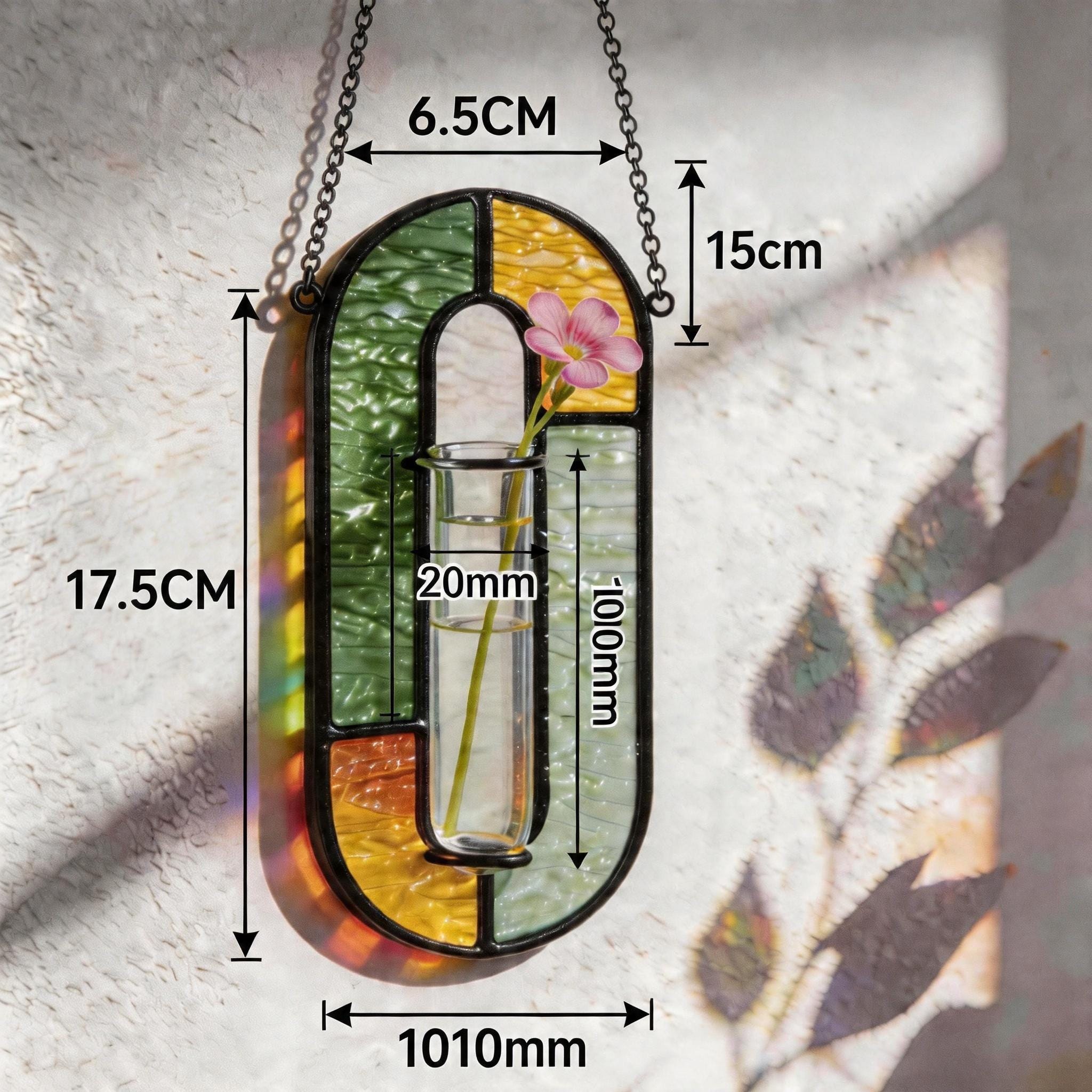 Suspendue, vase mural en vitrail, attrape-soleil pour fenêtre, cadeau pour amateur de plantes