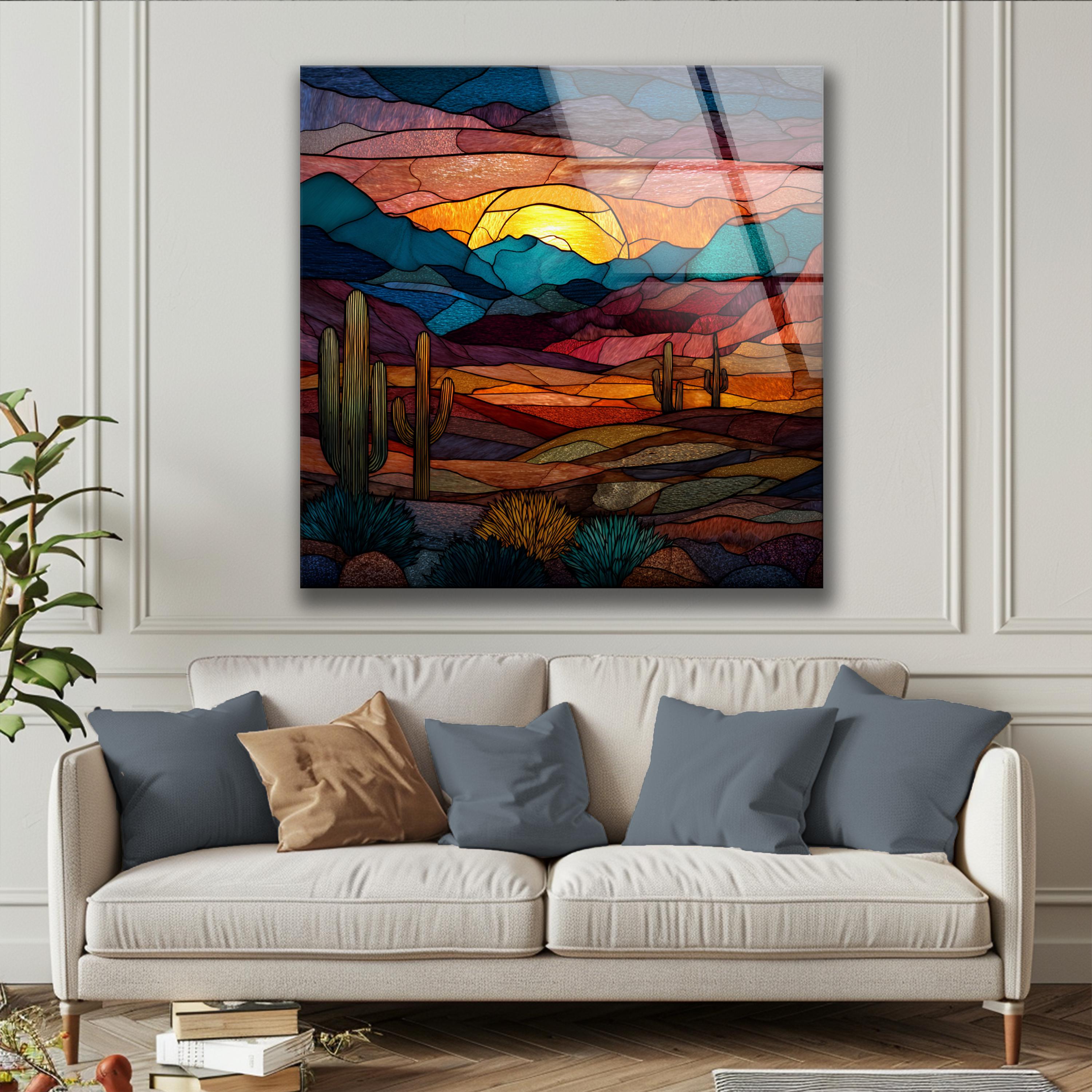 Art mural coucher de soleil coucher de soleil du sud-ouest paysage vitrail