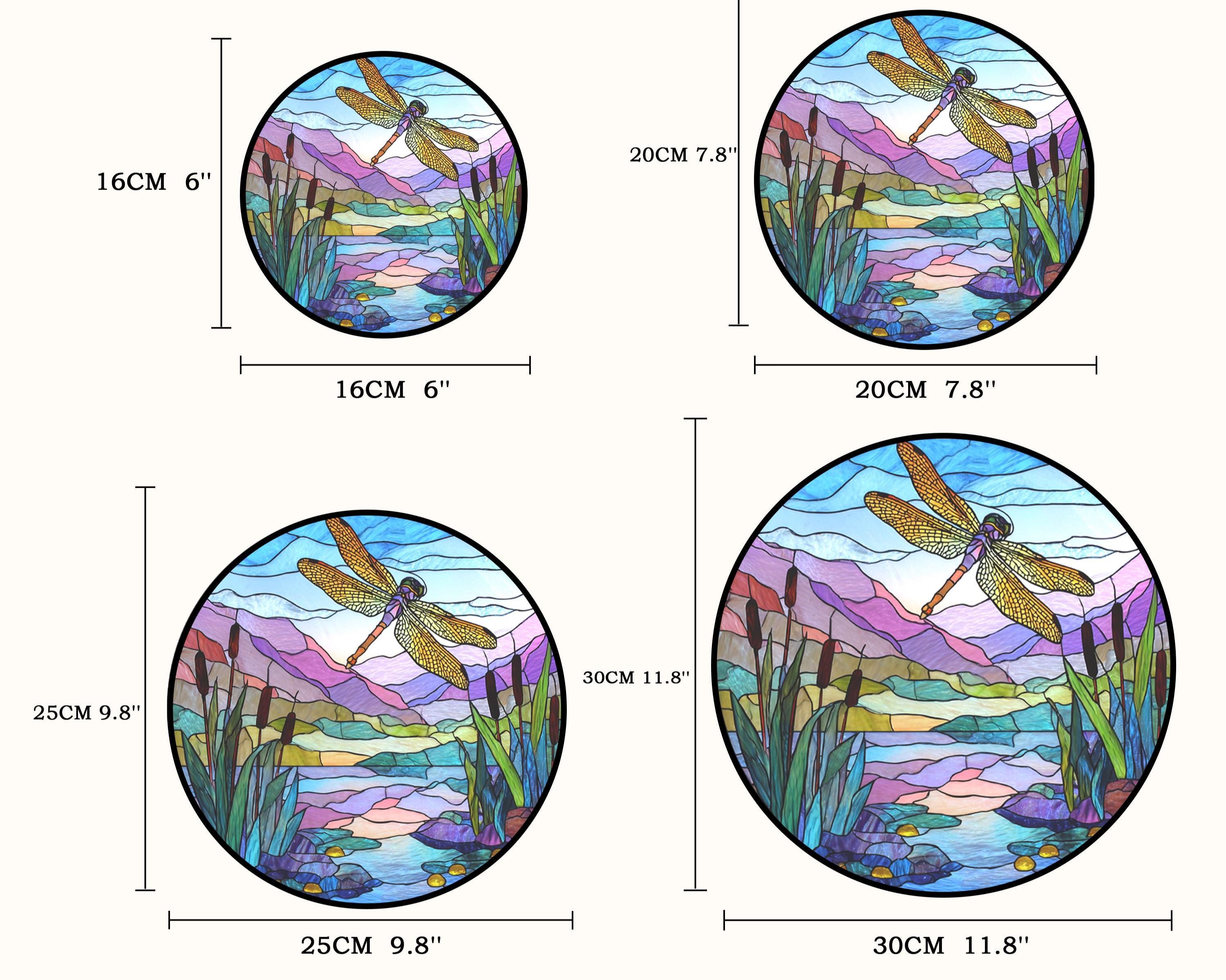 Attrape-soleil en vitrail libellule : décoration de fenêtre paysage de rivière