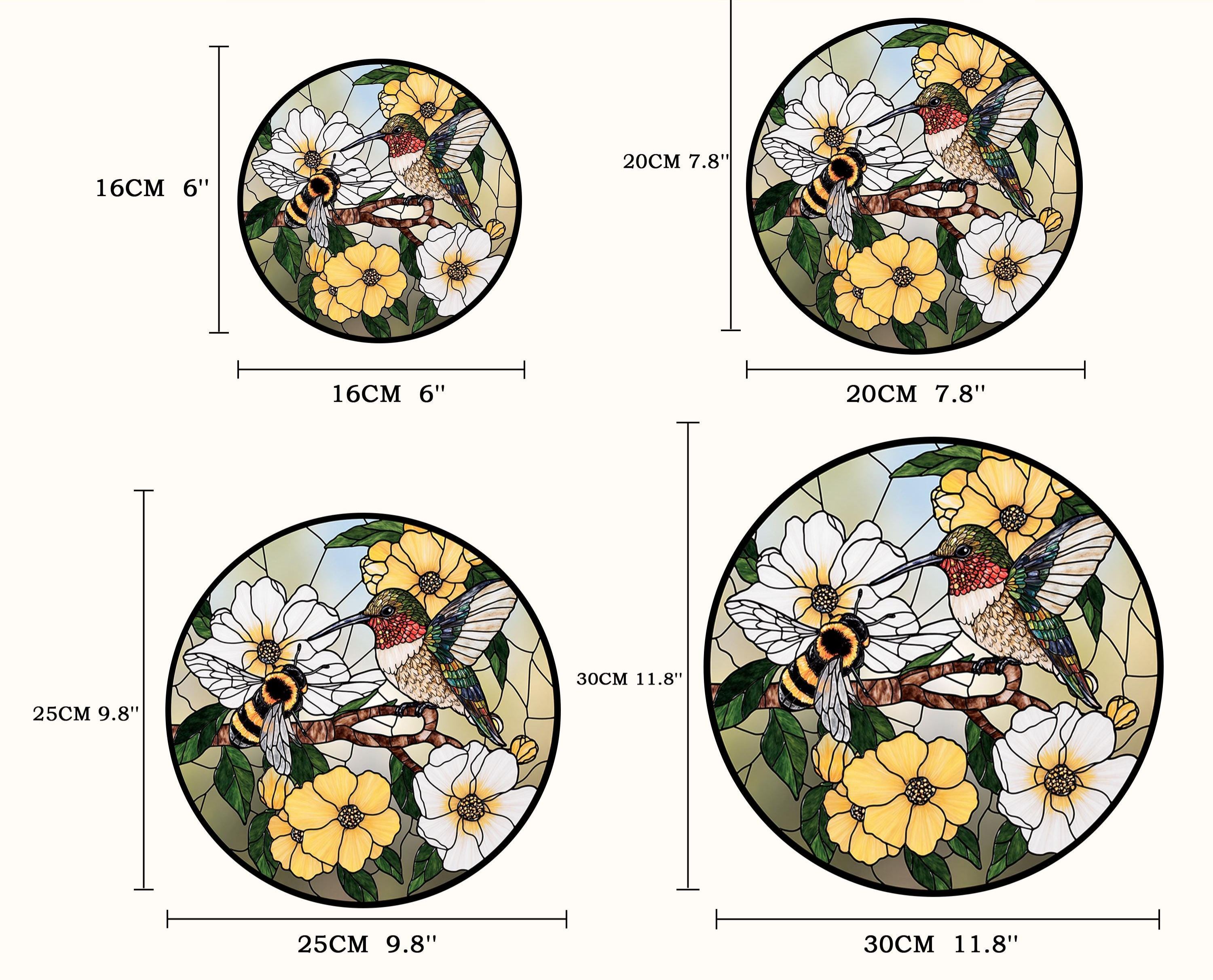 Colibri et abeille, vitrail attrape-soleil/ornement en vitrail abeille/Oiseau d'art mural/lifts pour maman/décoration d'intérieur/cadeau de sympathie pour la mémoire
