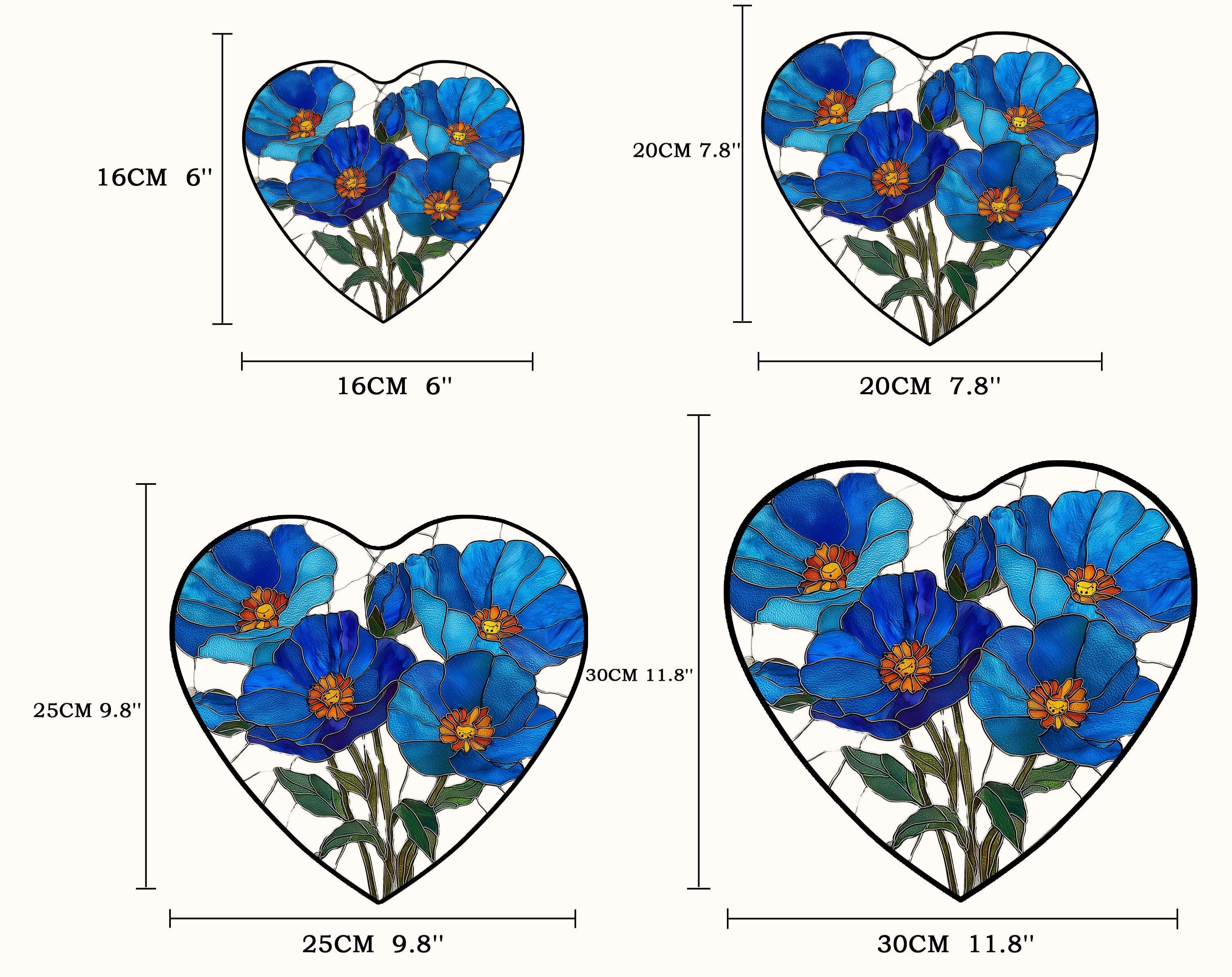 Capteur de soleil en forme de coeur et fleur bleue : décoration de fenêtre bohème