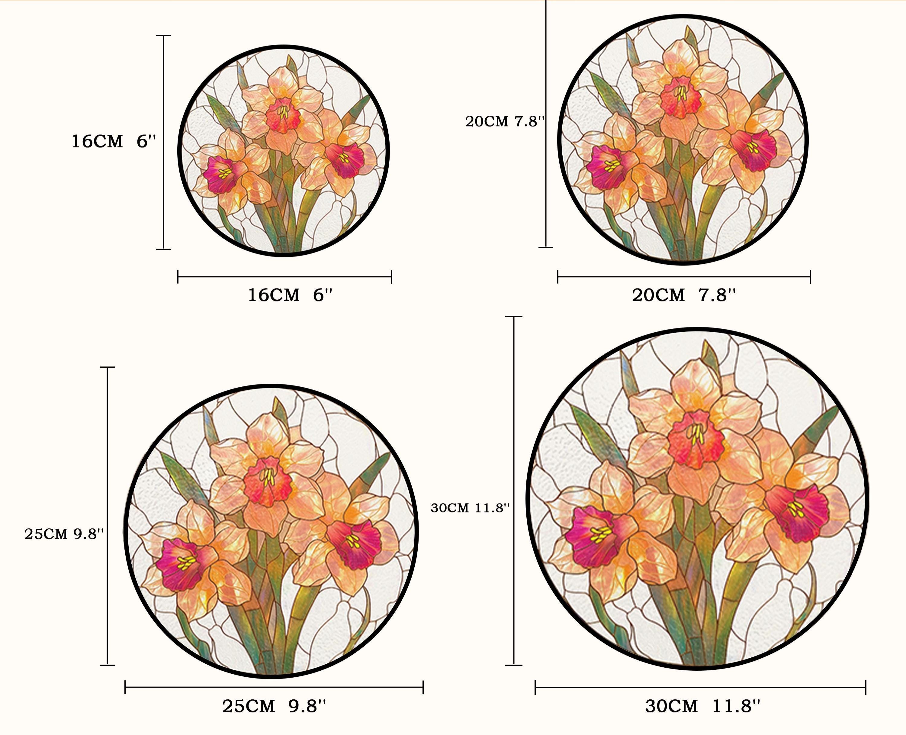 Attrape-soleil en vitrail jonquille/jonquille mars mois de naissance fleur suspendue à la fenêtre/décor de jardin de fleurs cadeau d'anniversaire pour grand-mère, femme, maman